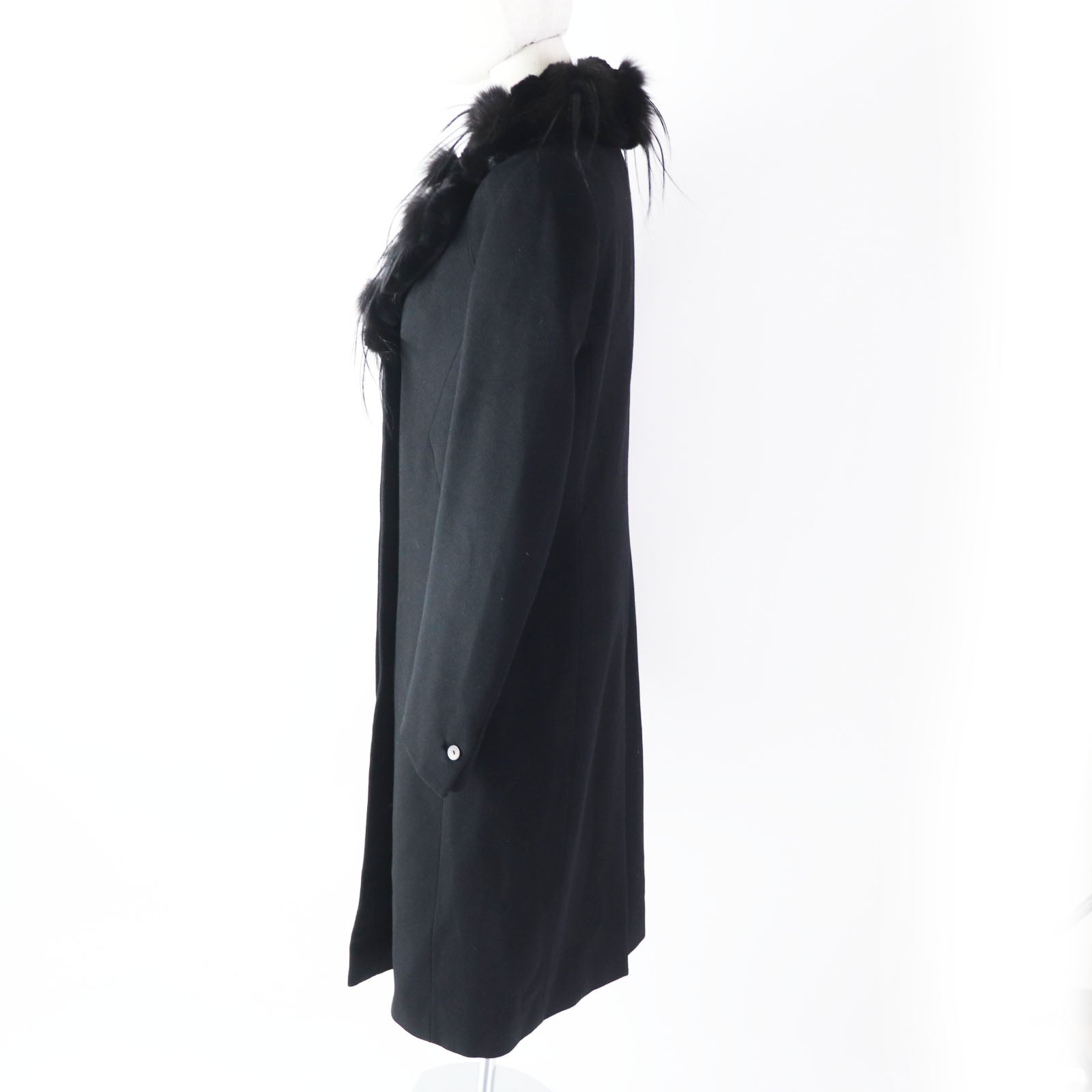 Fendi Wool Cashmere Long Fur Collar Coat Women