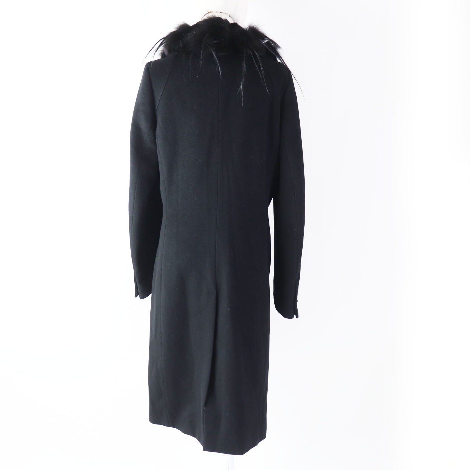 Fendi Wool Cashmere Long Fur Collar Coat Women