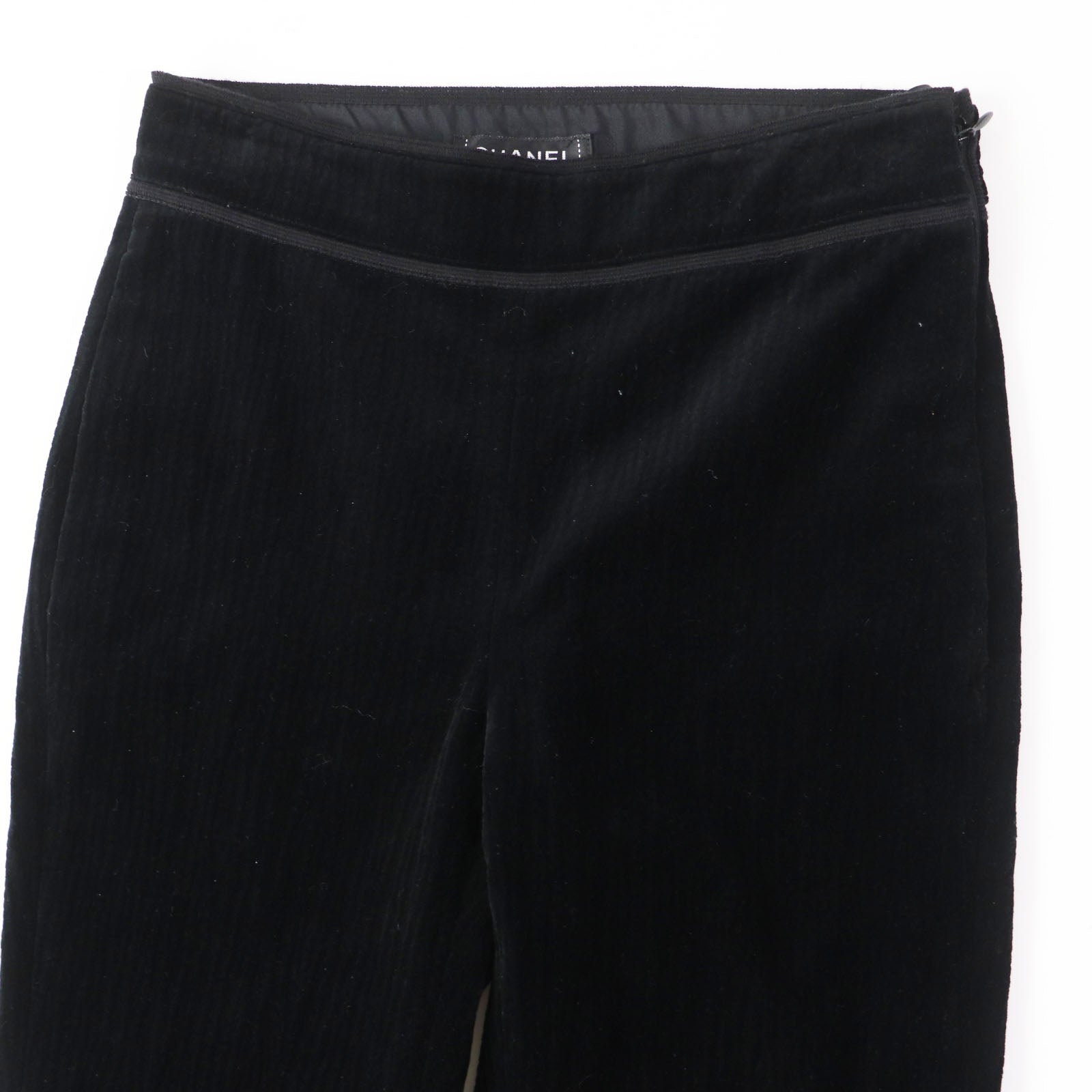 Chanel COCO Mark Velour Pants Black 34