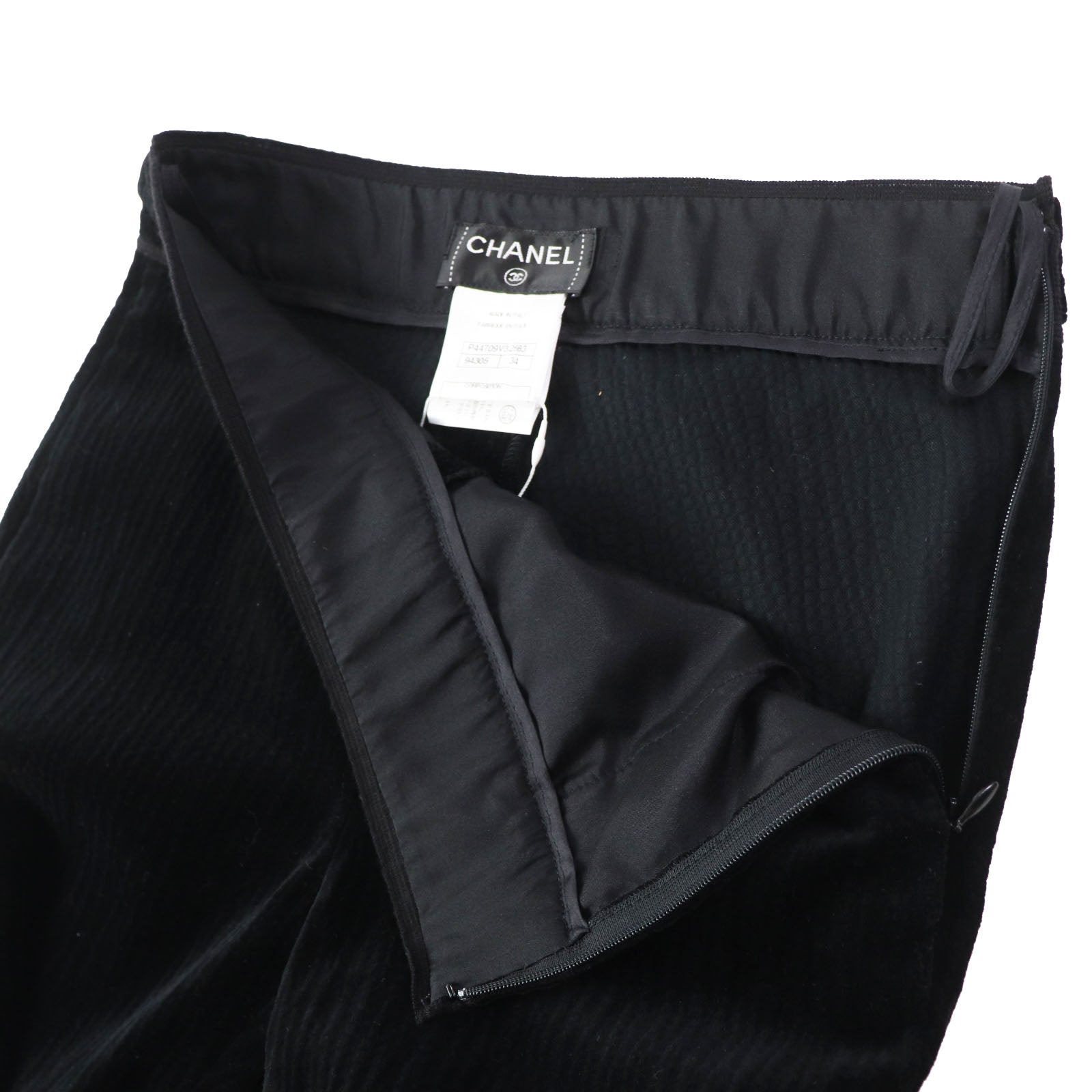 Chanel COCO Mark Velour Pants Black 34