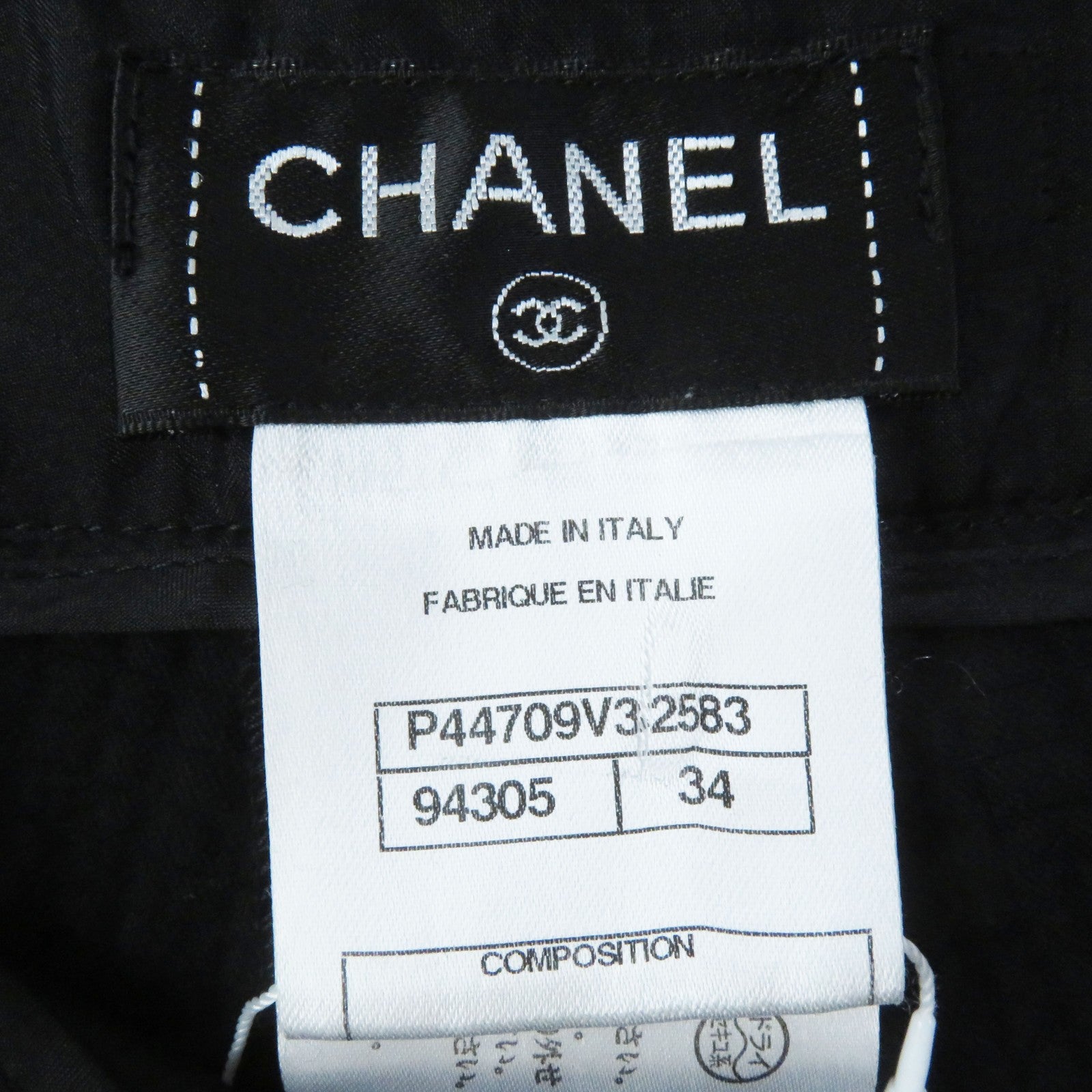 Chanel COCO Mark Velour Pants Black 34