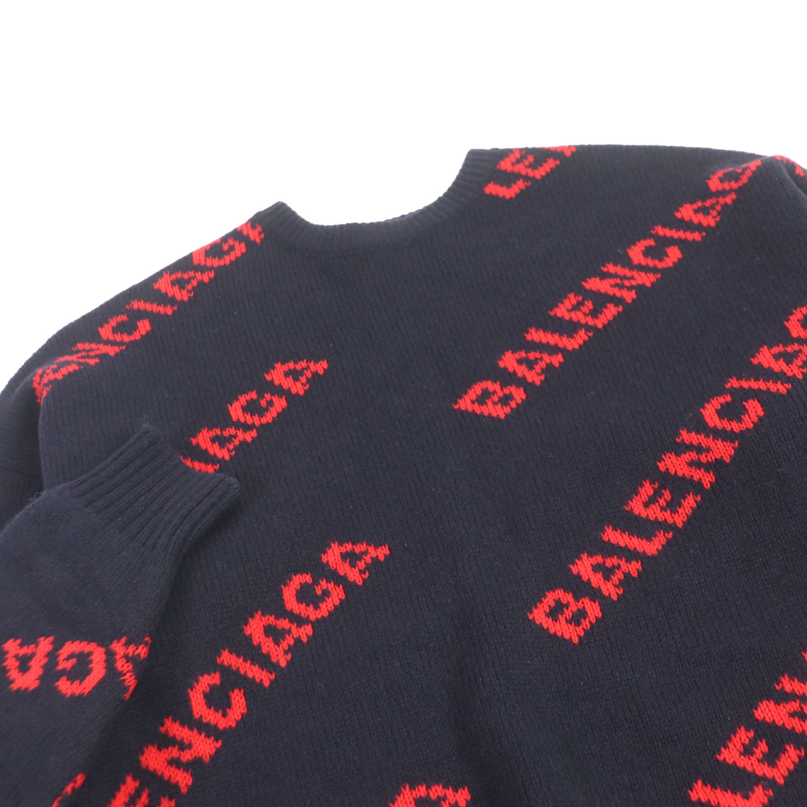 Balenciaga Logo Jacquard Knit Sweater Navy XS