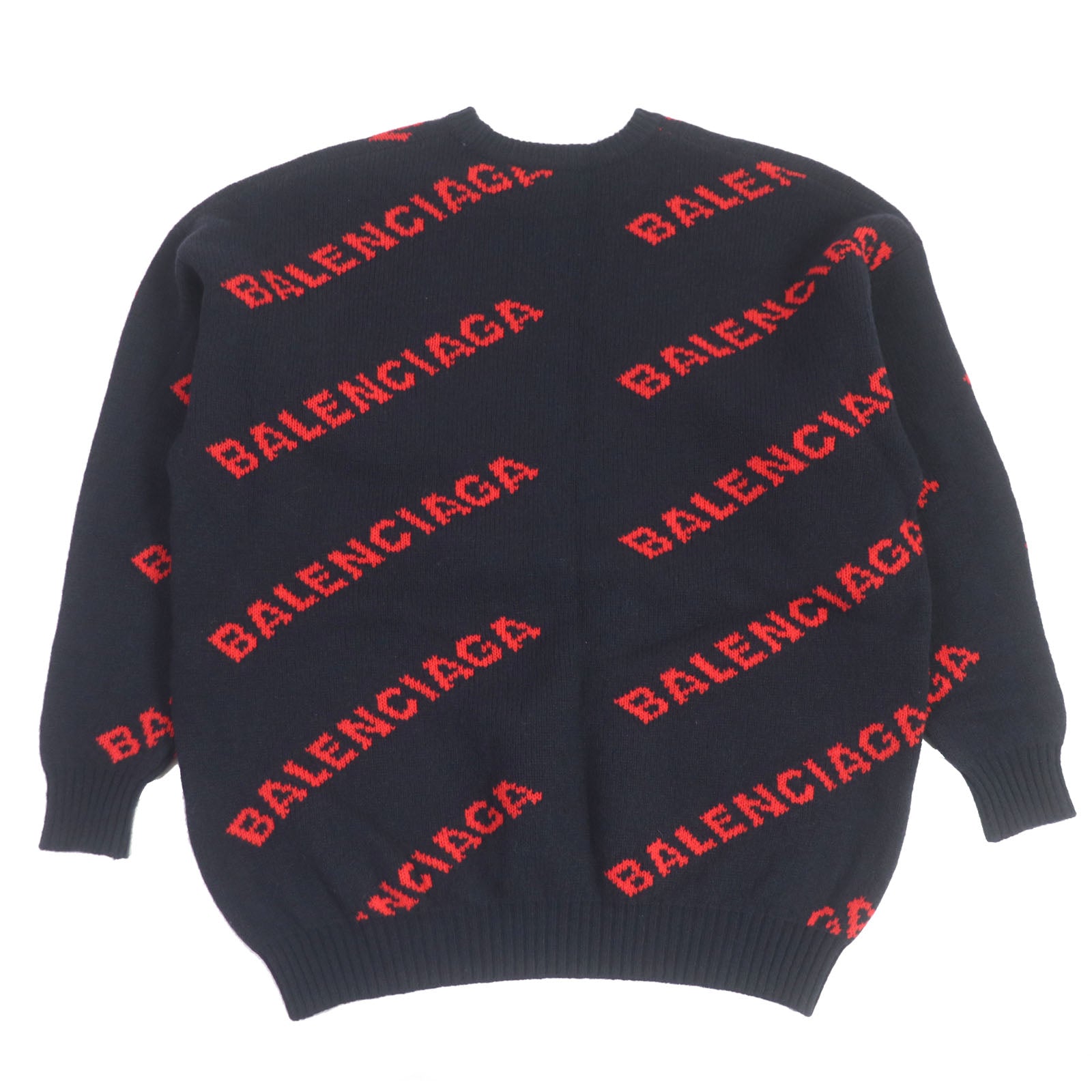 Balenciaga Logo Jacquard Knit Sweater Navy XS