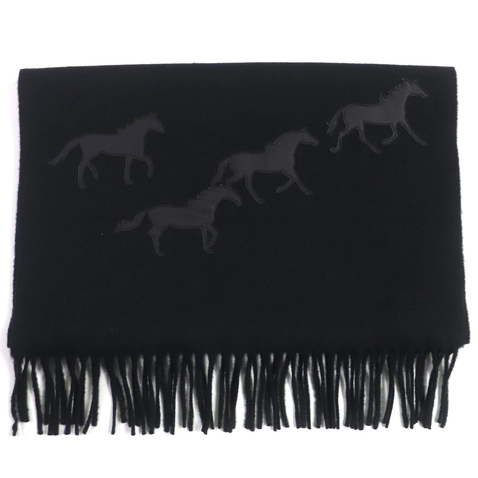 Hermes Cashmere Scarf with Embroidered Logo