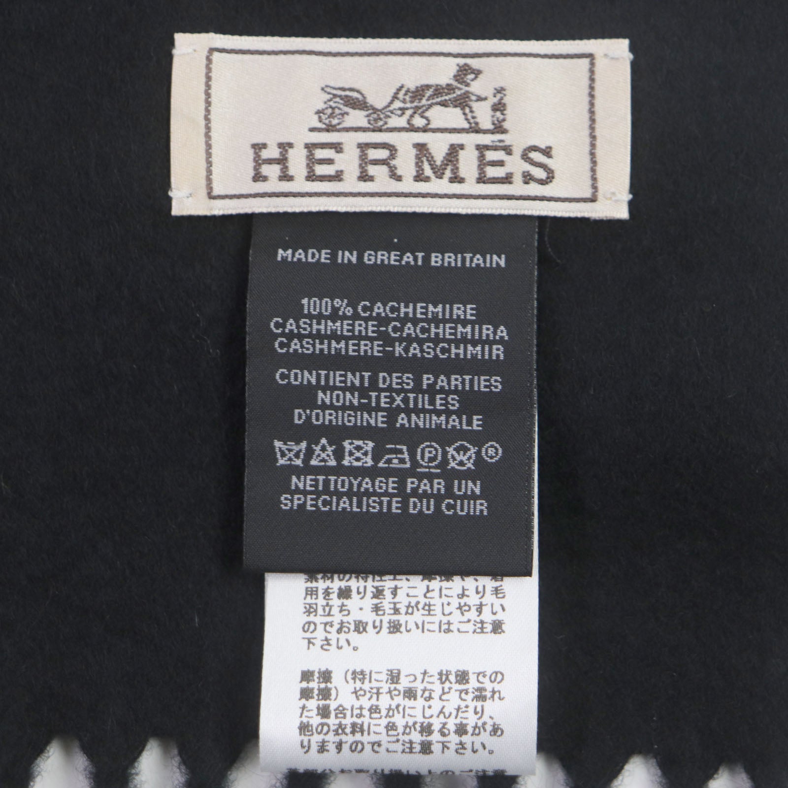 Hermes Cashmere Scarf with Embroidered Logo