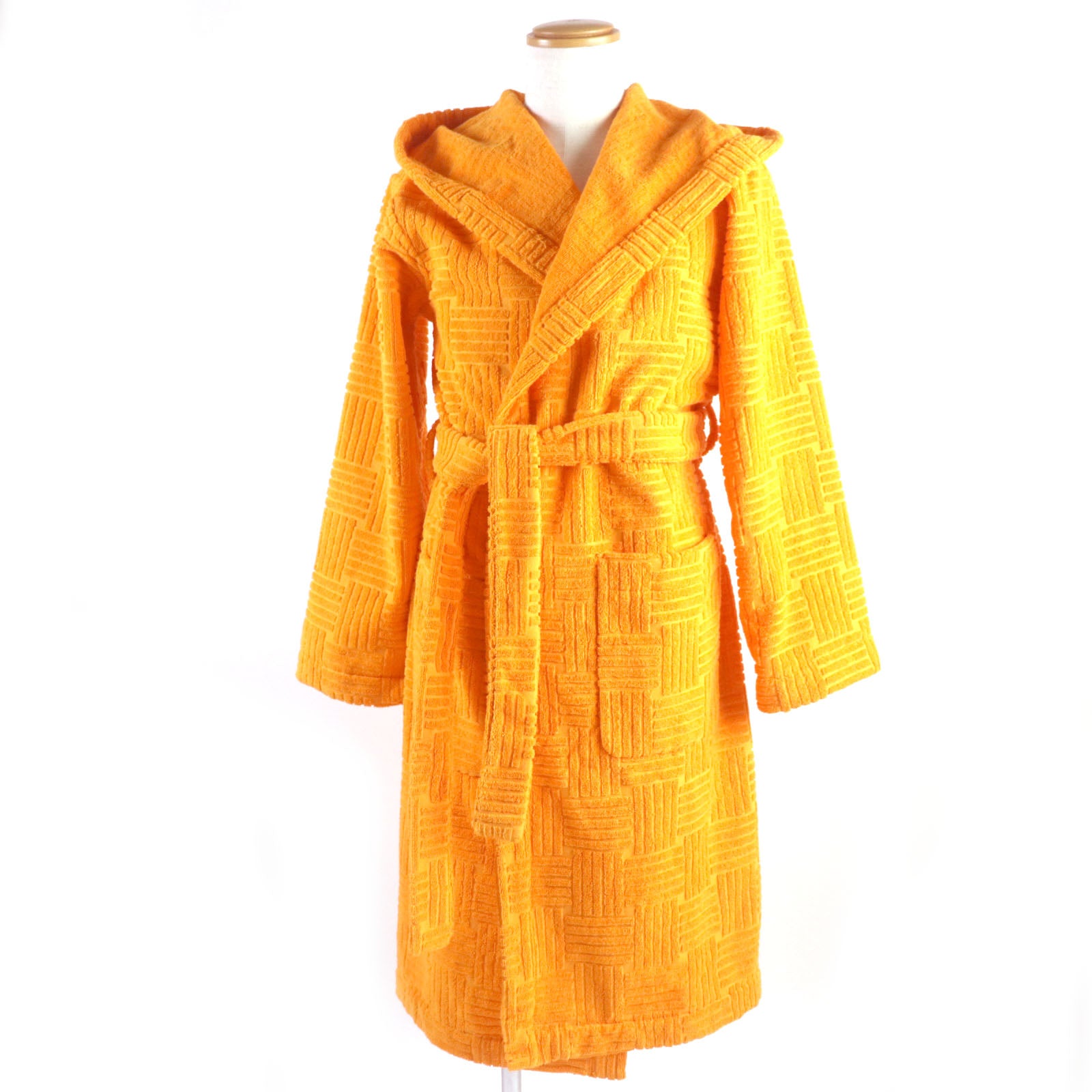 Bottega Veneta Cotton Hooded Bathrobe Orange M