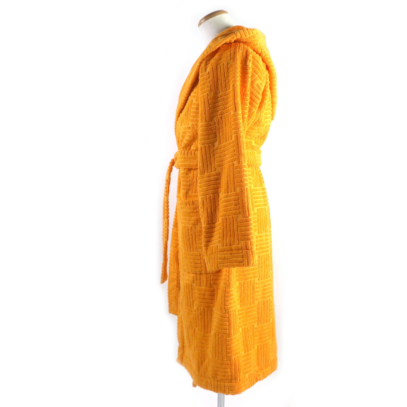 Bottega Veneta Cotton Hooded Bathrobe Orange M