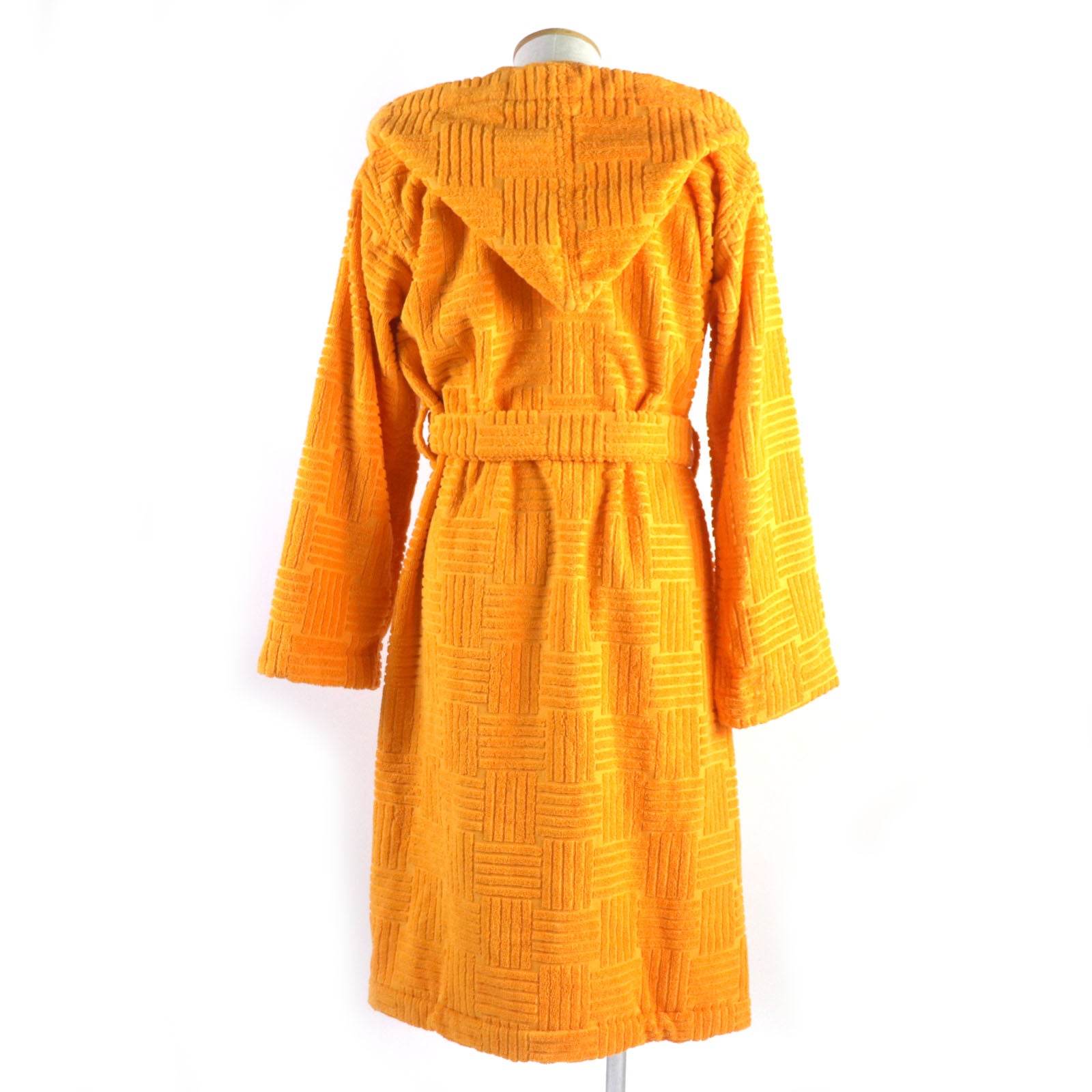 Bottega Veneta Cotton Hooded Bathrobe Orange M