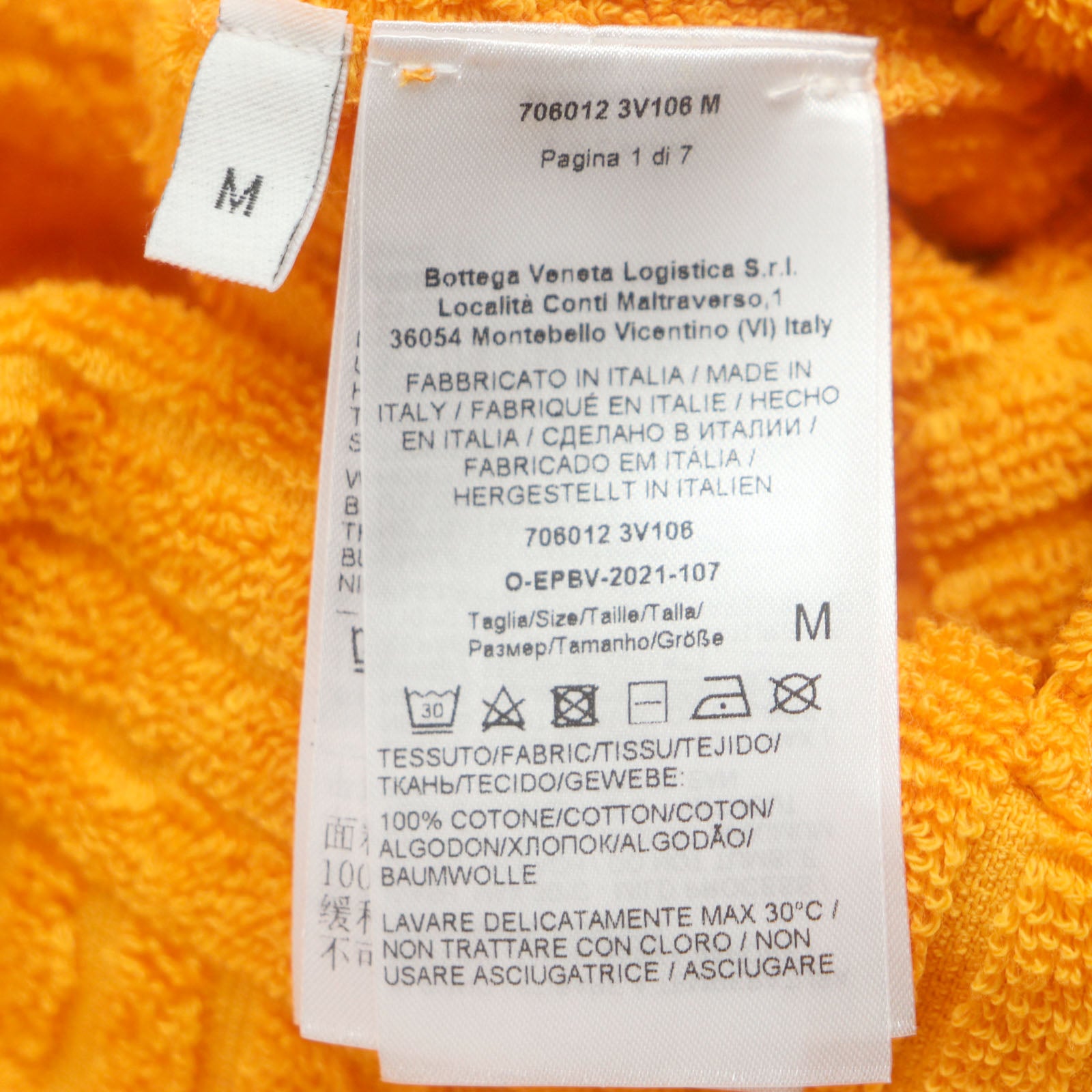 Bottega Veneta Cotton Hooded Bathrobe Orange M