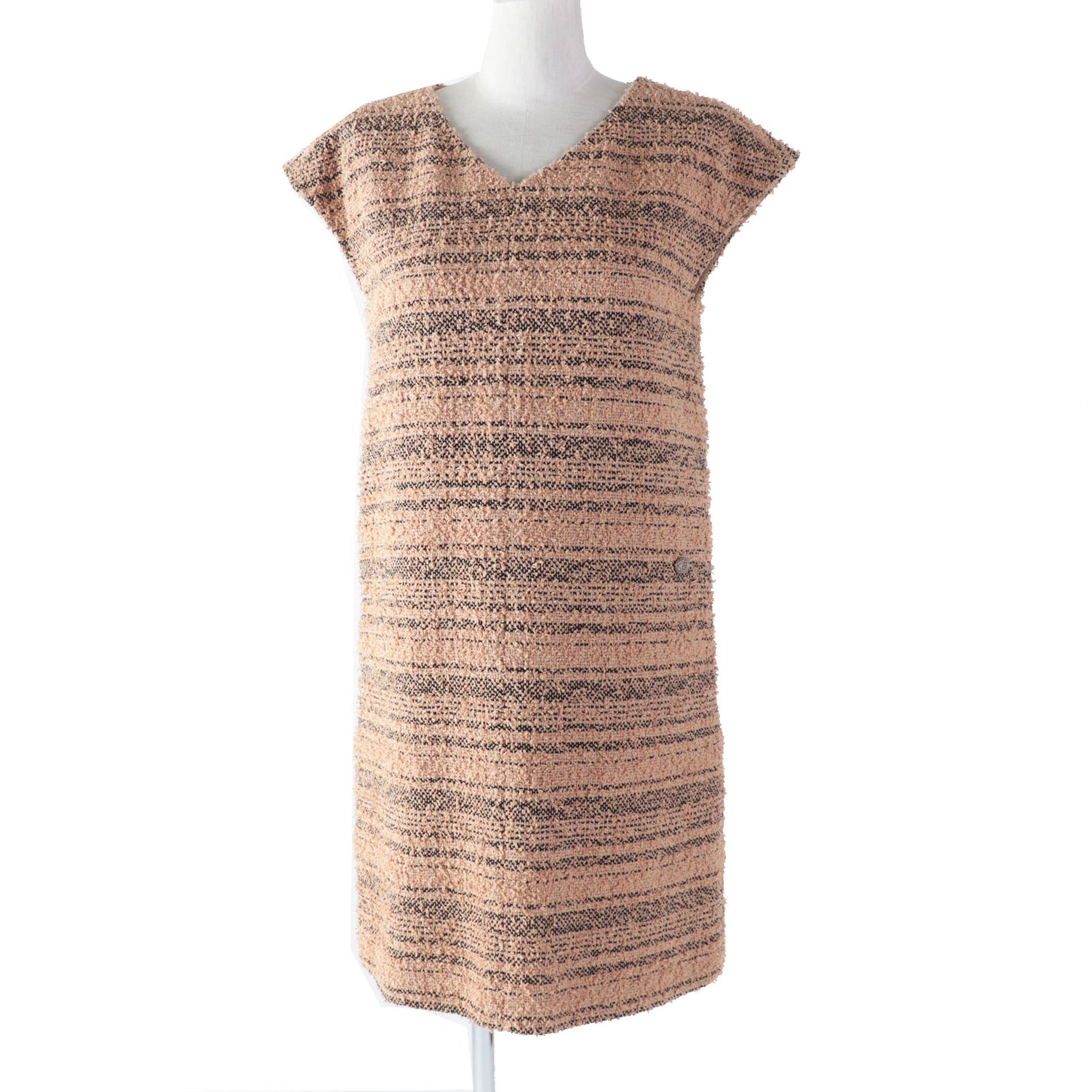 Chanel Tweed Dress P57978 Beige Black 34