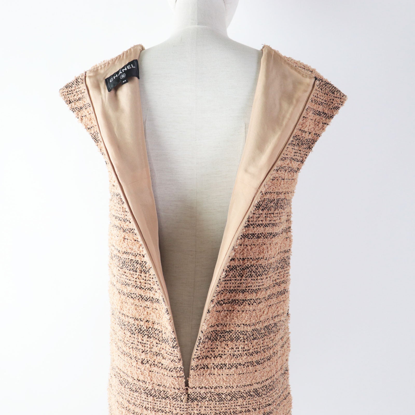 Chanel Tweed Dress P57978 Beige Black 34