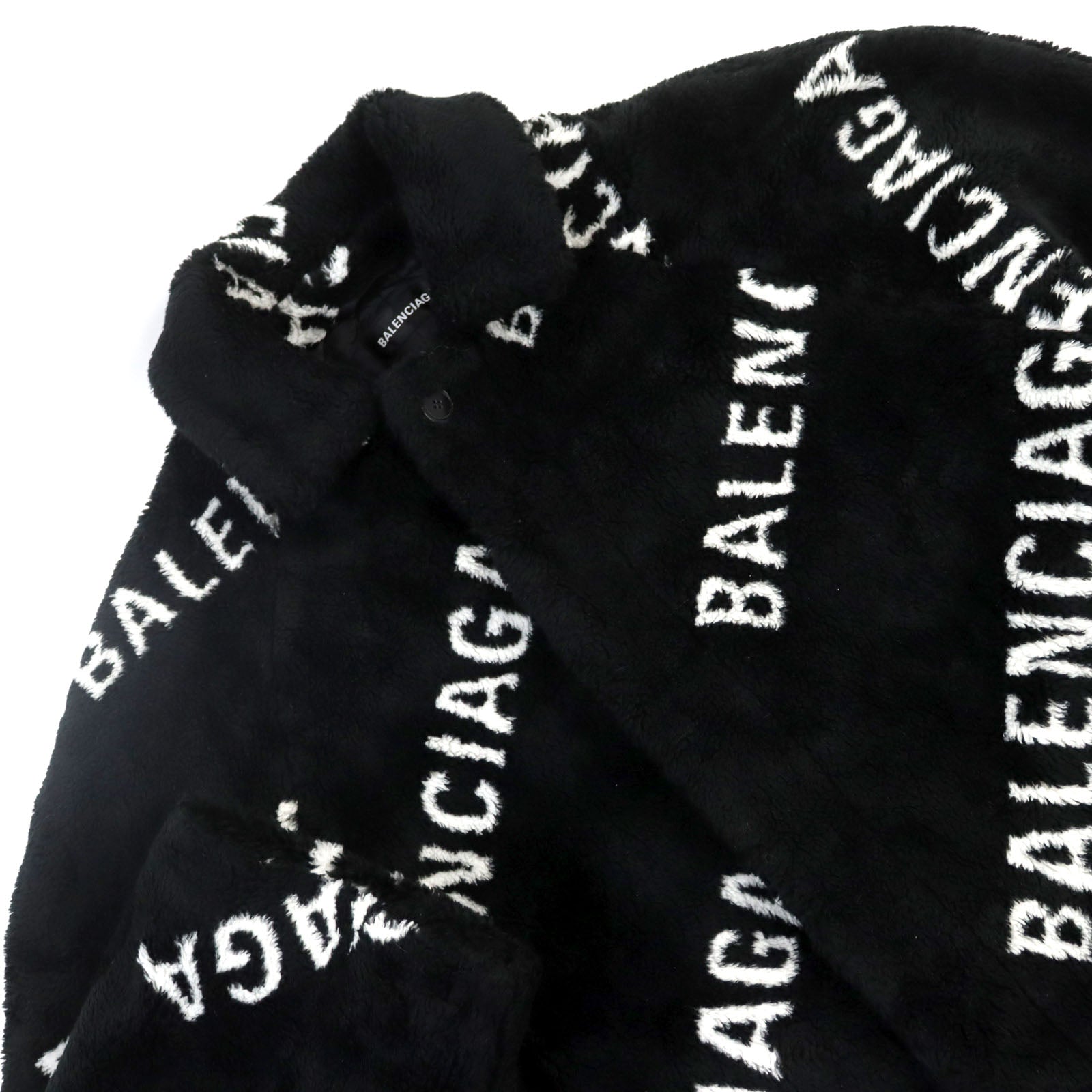 Balenciaga Logo Print Oversized Coat Black White