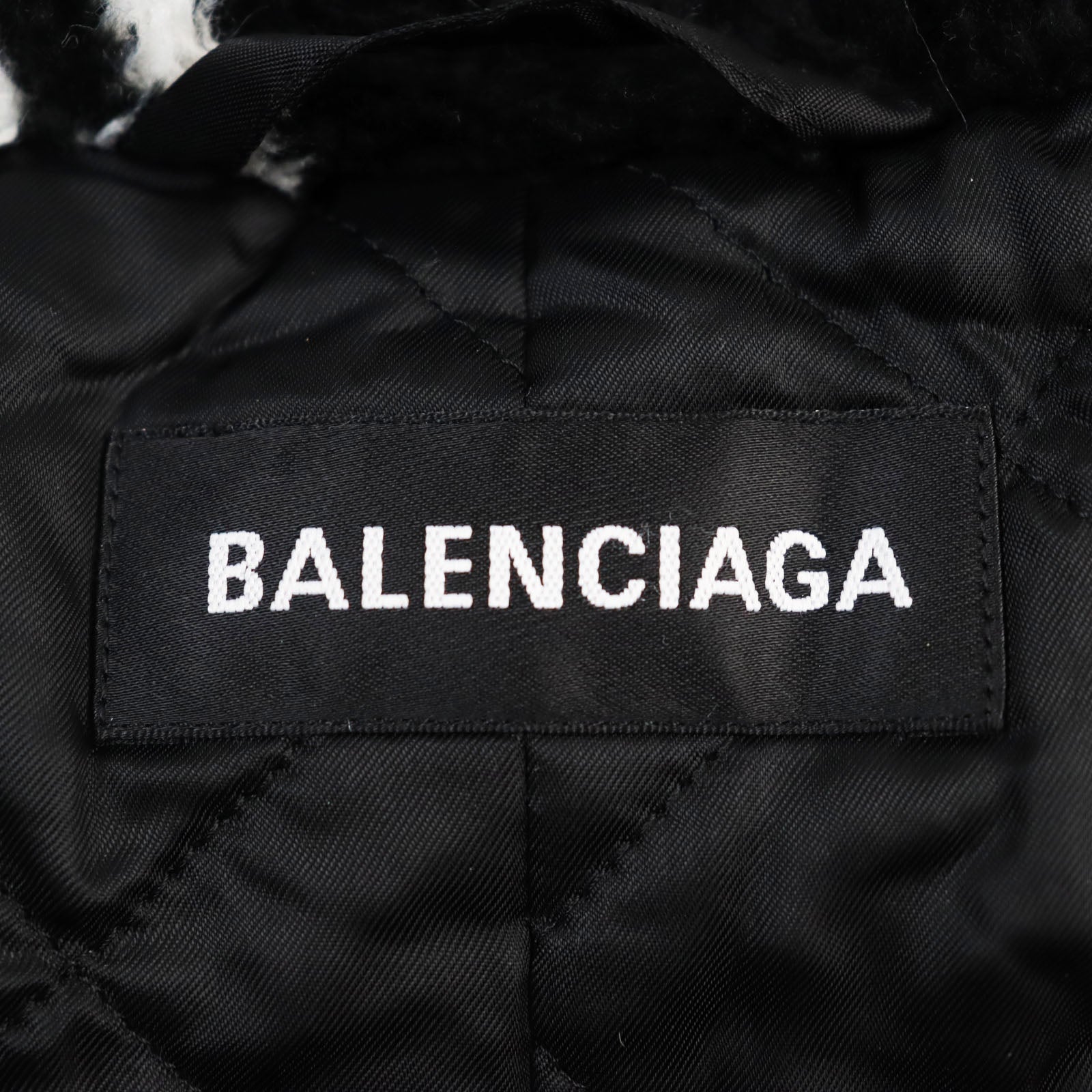 Balenciaga Logo Print Oversized Coat Black White