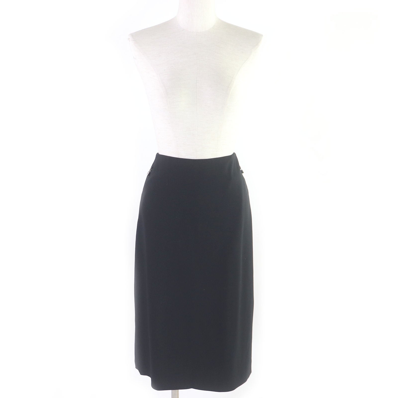 Hermes Virgin Wool Long Skirt Black 42