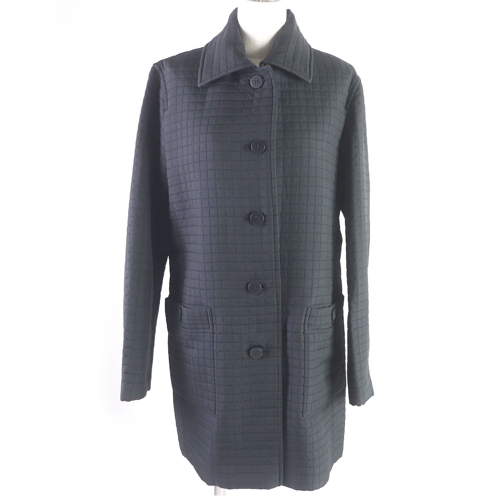 Issey Miyake Quilted Trench Coat Black