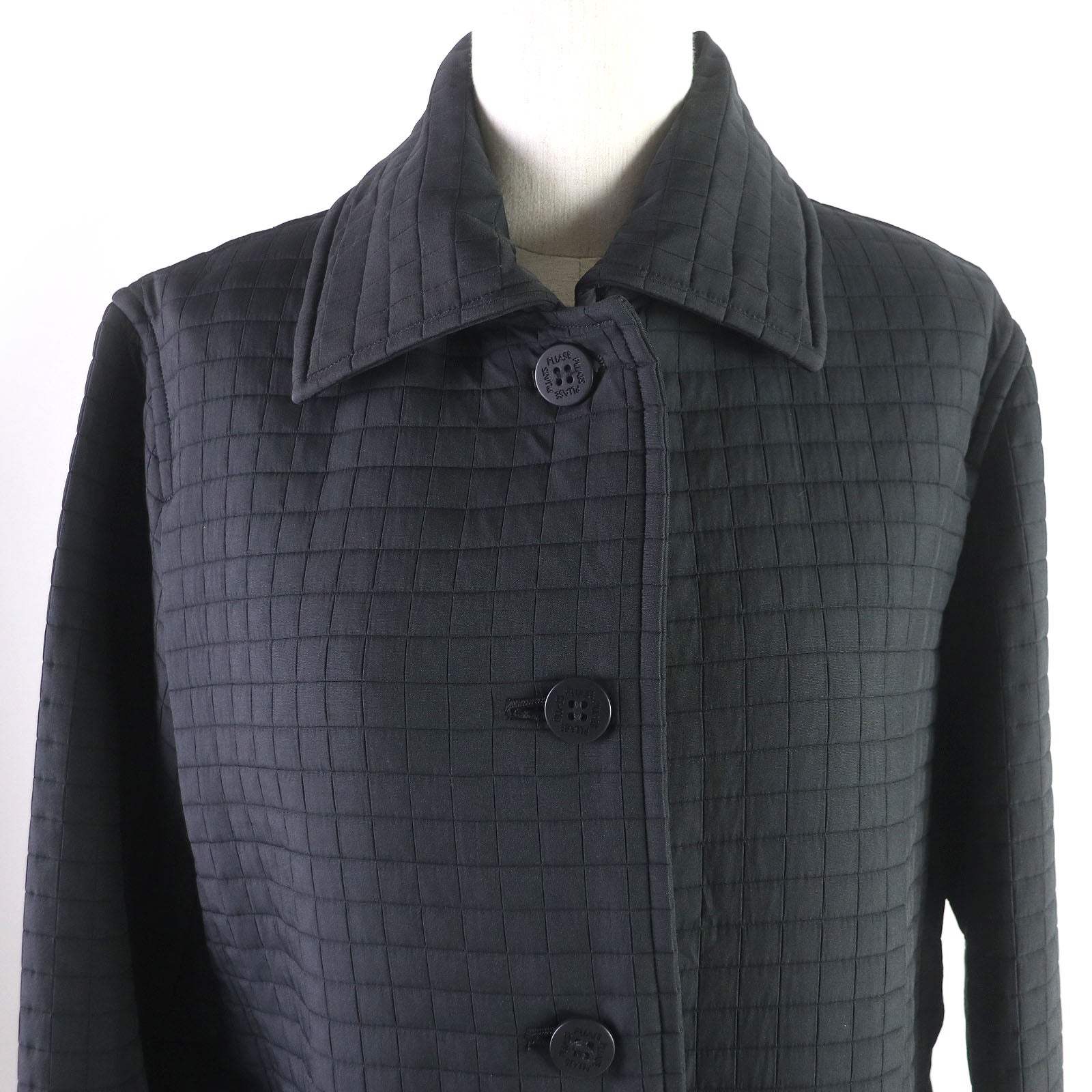 Issey Miyake Quilted Trench Coat Black