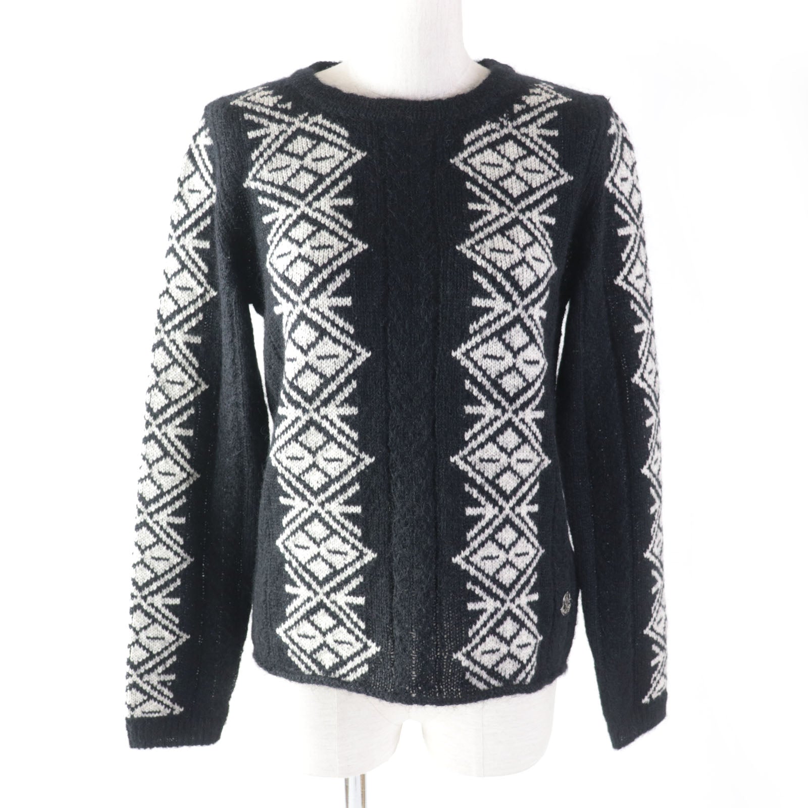 Moncler Wool Mohair Nylon Sweater Black White