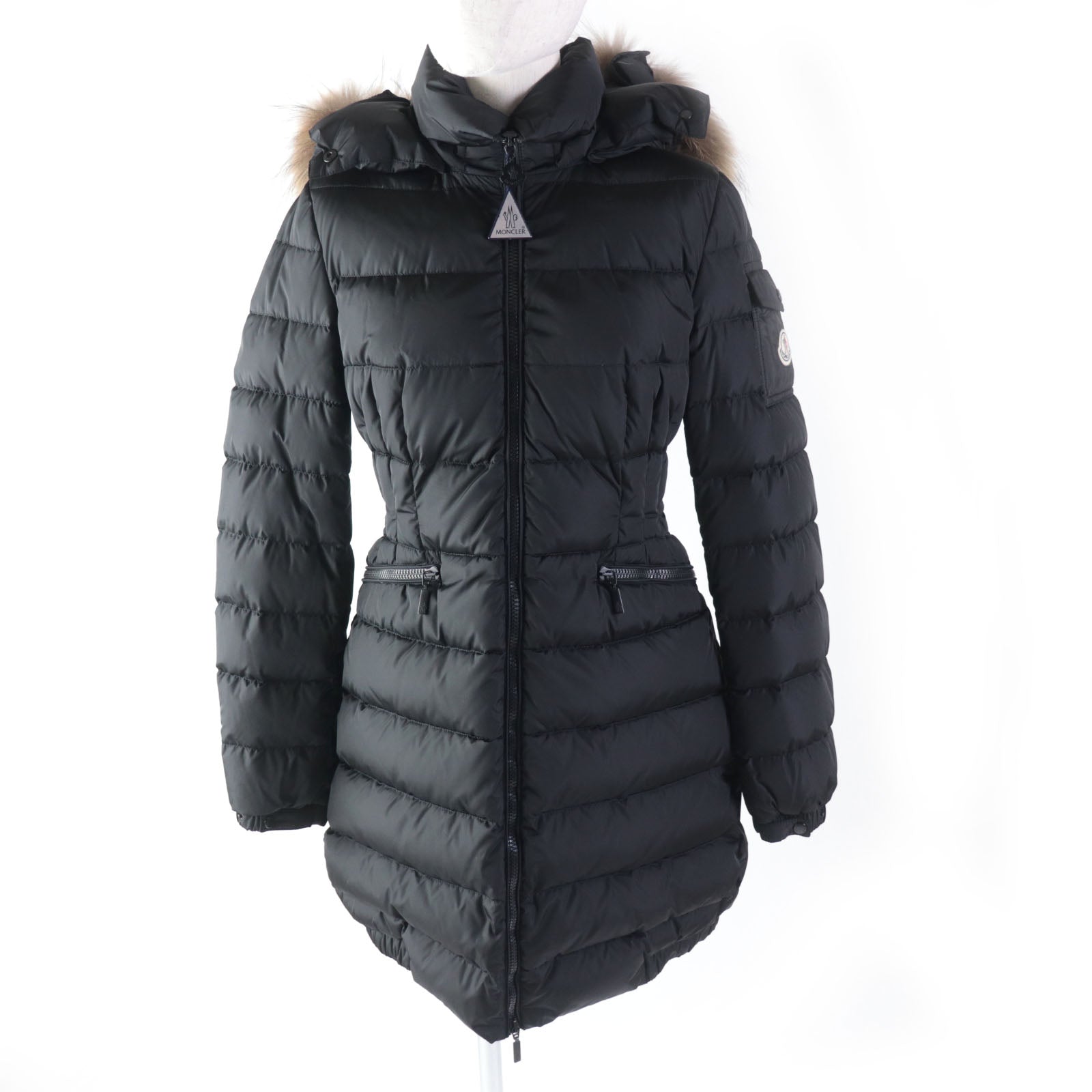 Moncler CHARP Nylon Down Coat with Fur Hood