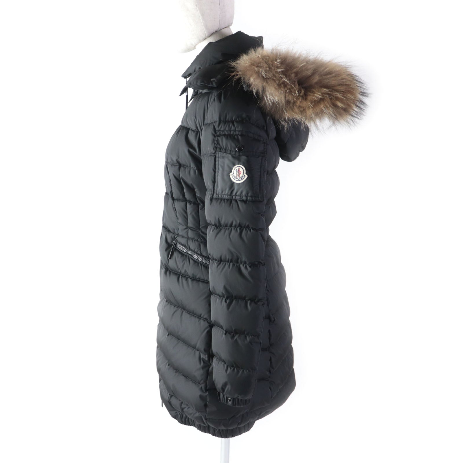 Moncler CHARP Nylon Down Coat with Fur Hood