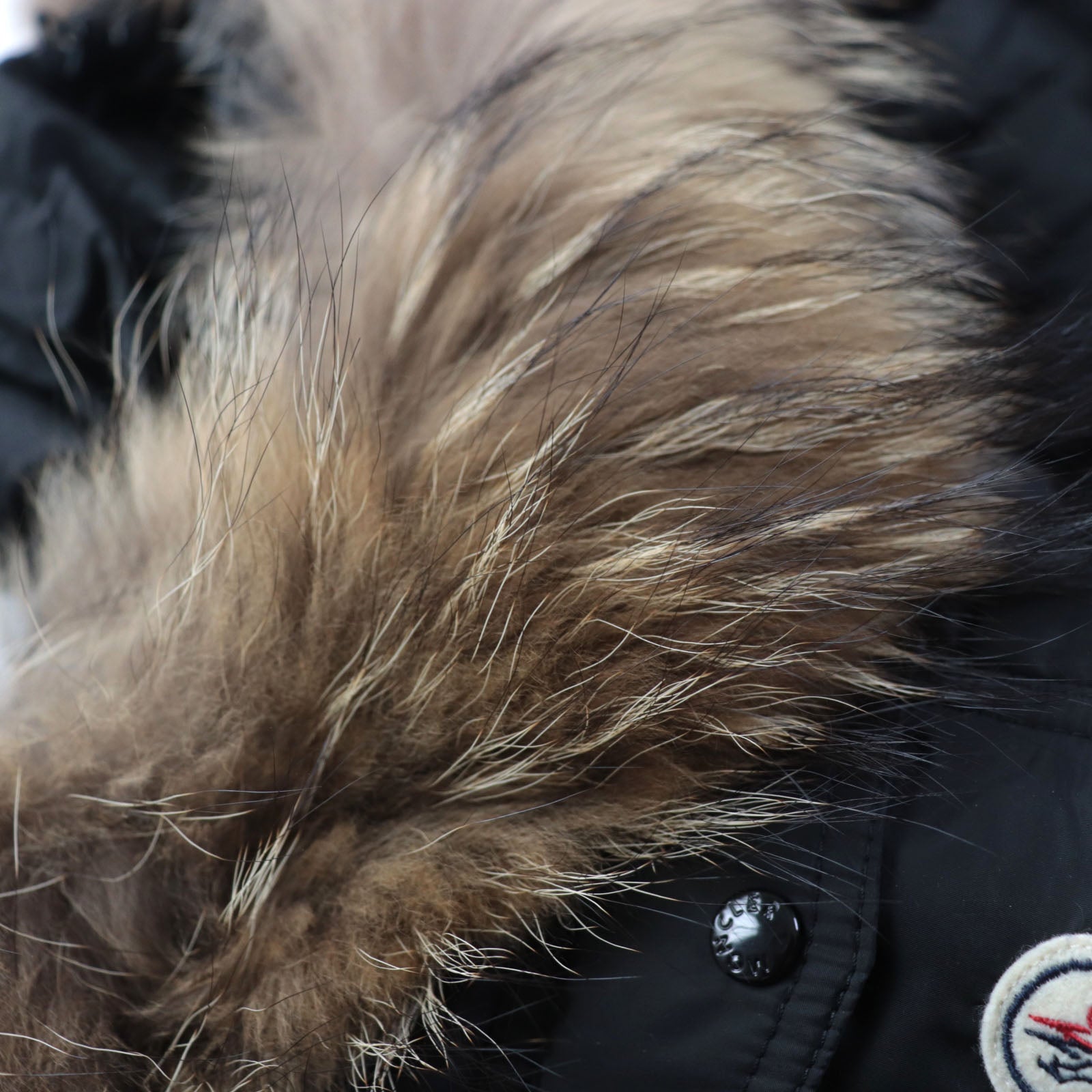 Moncler CHARP Nylon Down Coat with Fur Hood