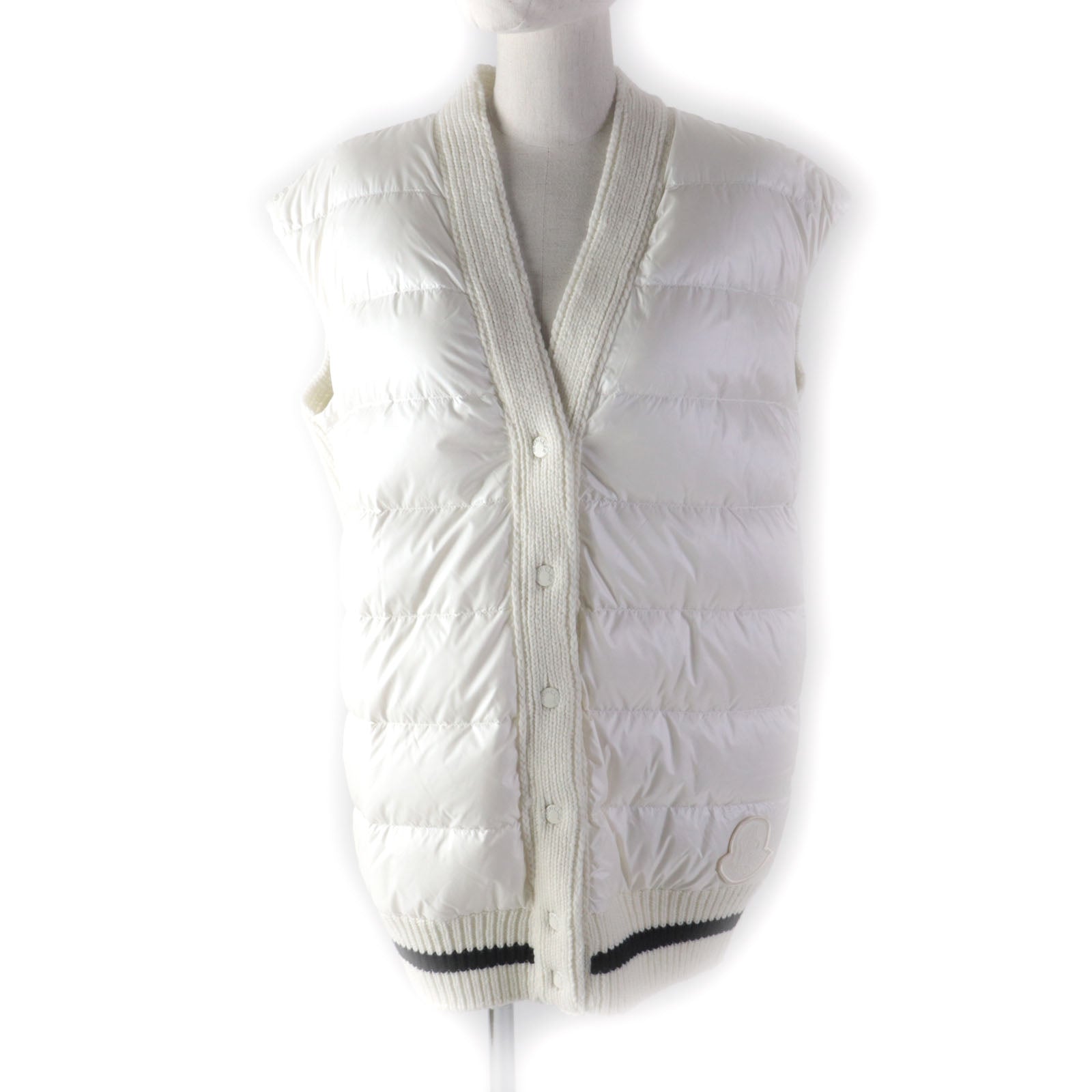 Moncler GILET TRICOT Down Vest White Black S Women