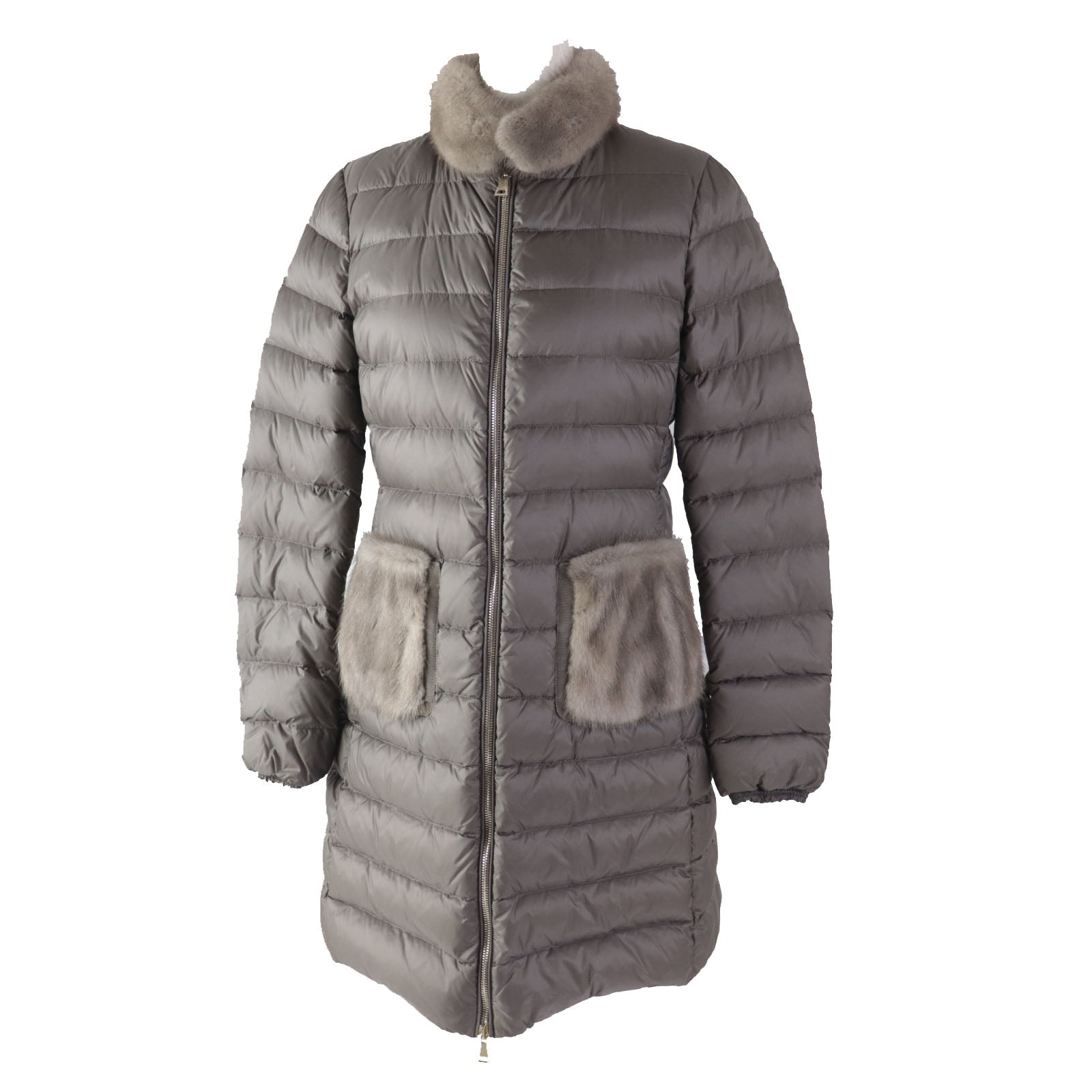 Moncler Nylon Down Coat with Mink Fur