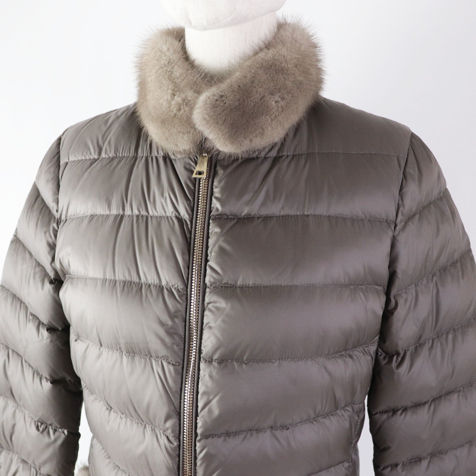 Moncler Nylon Down Coat with Mink Fur