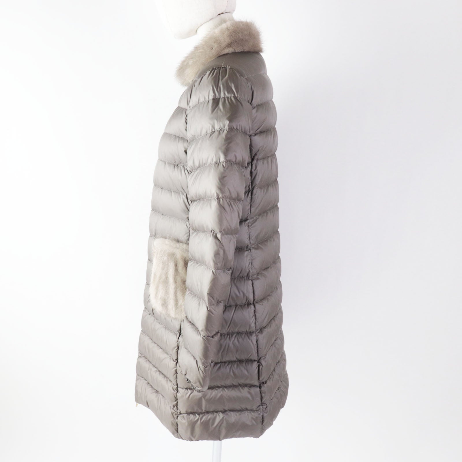 Moncler Nylon Down Coat with Mink Fur