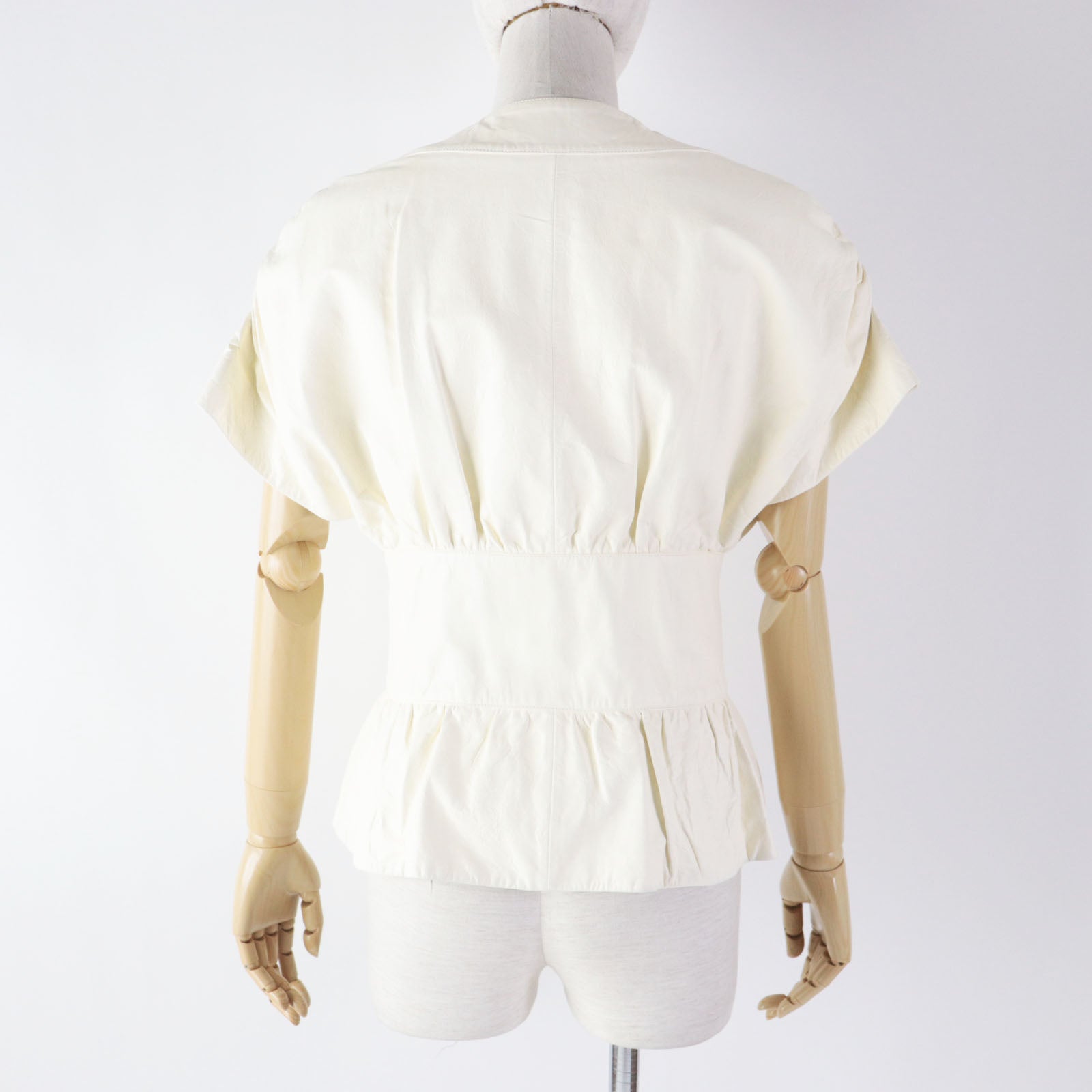 Chanel Lambskin Short Sleeve Leather Jacket Ivory