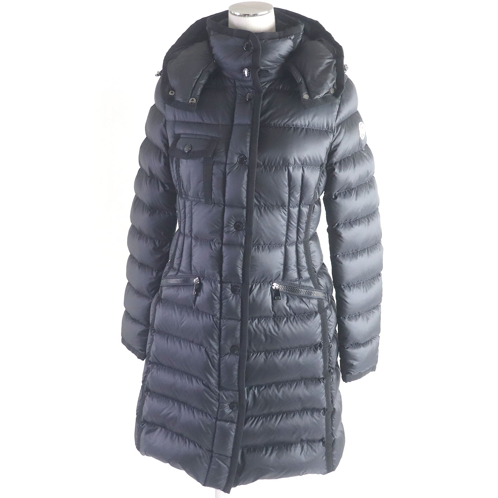 Moncler HERMINE Nylon Down Hooded Jacket Black Women