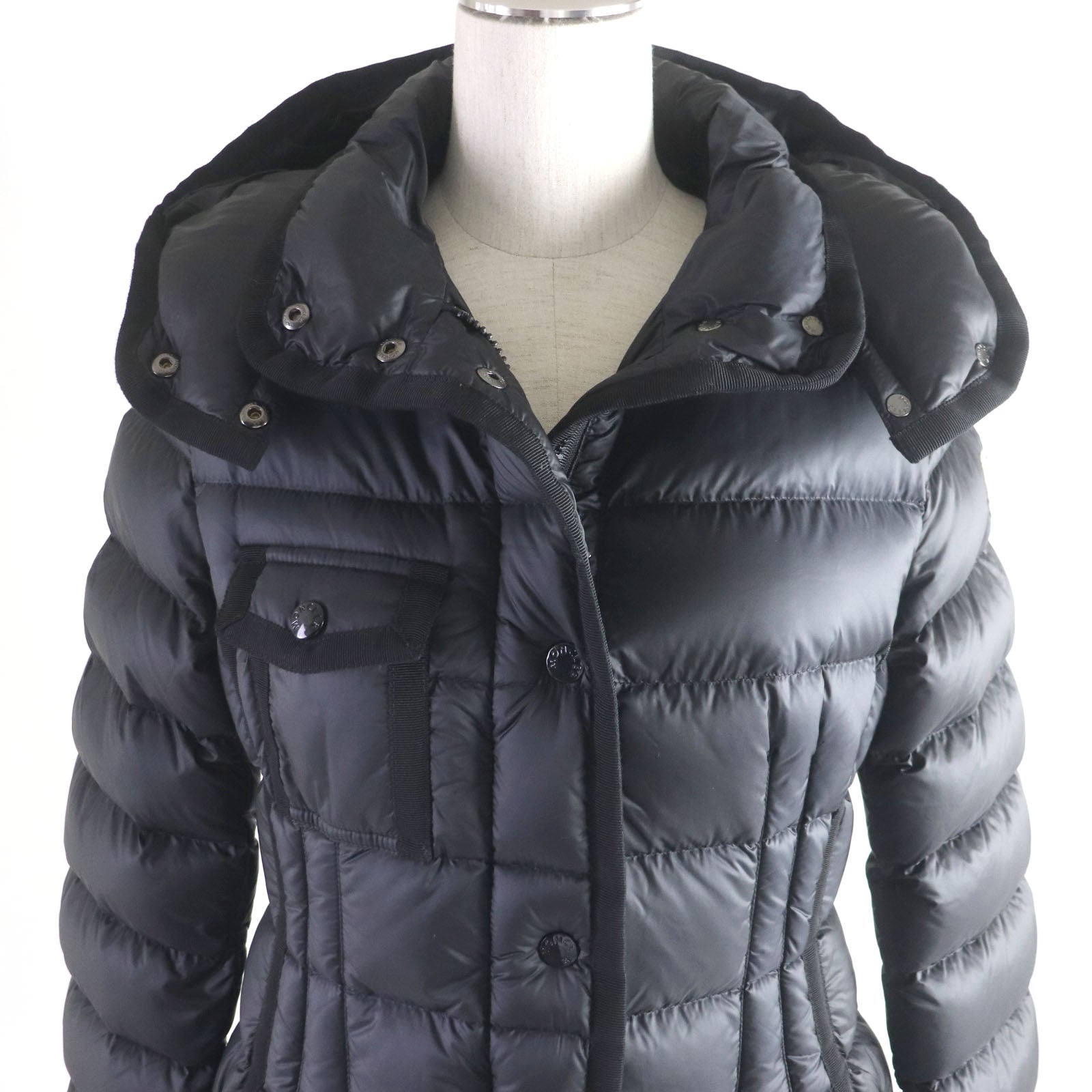 Moncler HERMINE Nylon Down Hooded Jacket Black Women