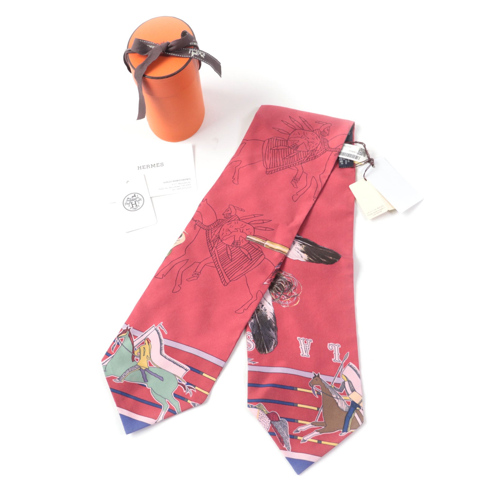 HERMES PANI LA SHAR PAWNEE Silk Scarf Multico/Rouge