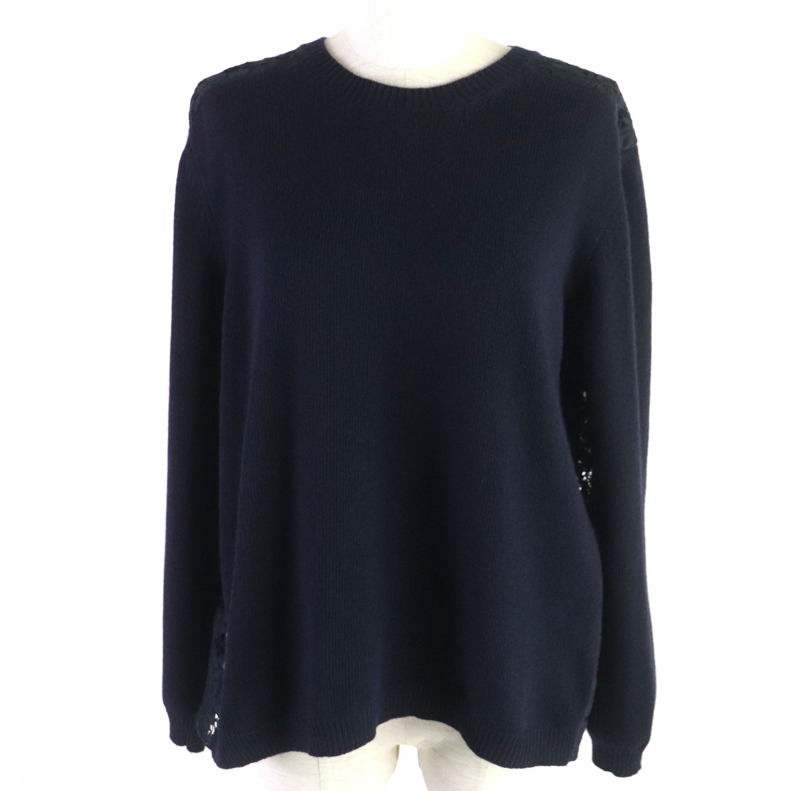 Valentino Wool Cashmere Lace-up Pullover Knit Navy L