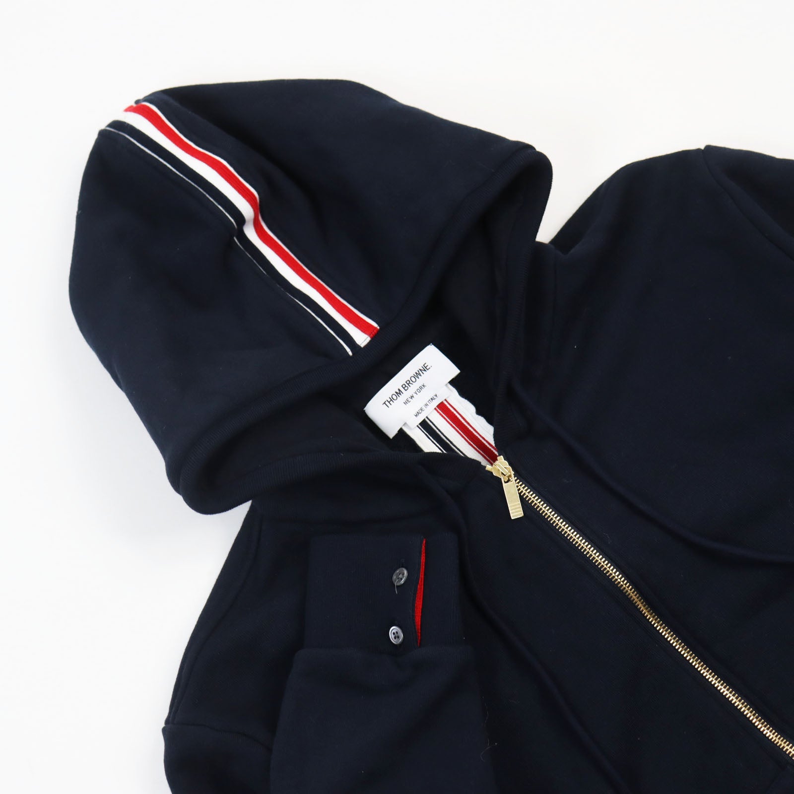 Thom Browne Cotton Triple Stripe Zip Hoodie