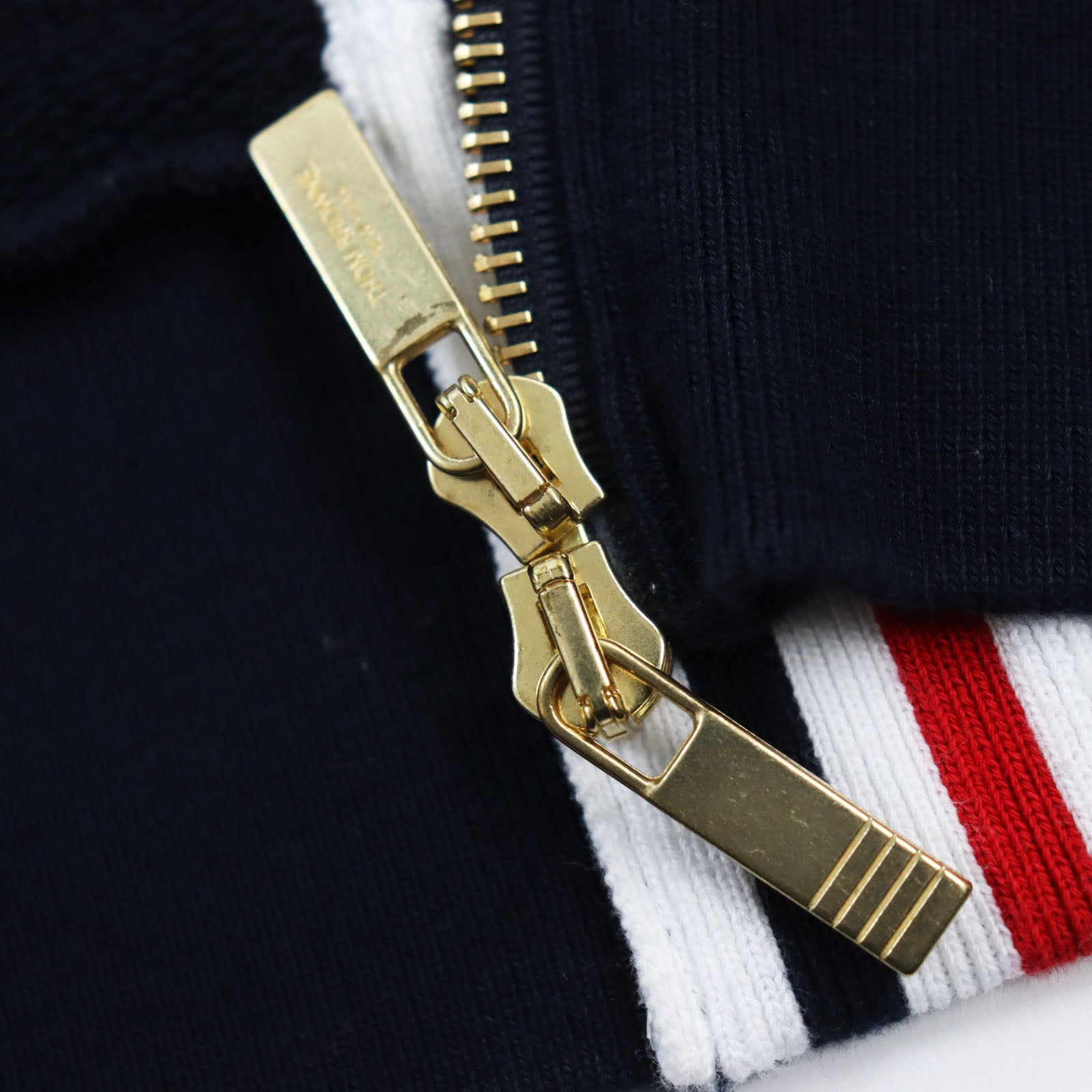 Thom Browne Cotton Triple Stripe Zip Hoodie