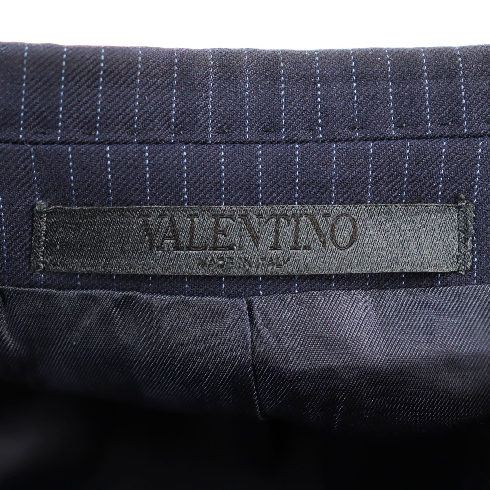 Valentino Wool Single Suit Navy Stripe 48