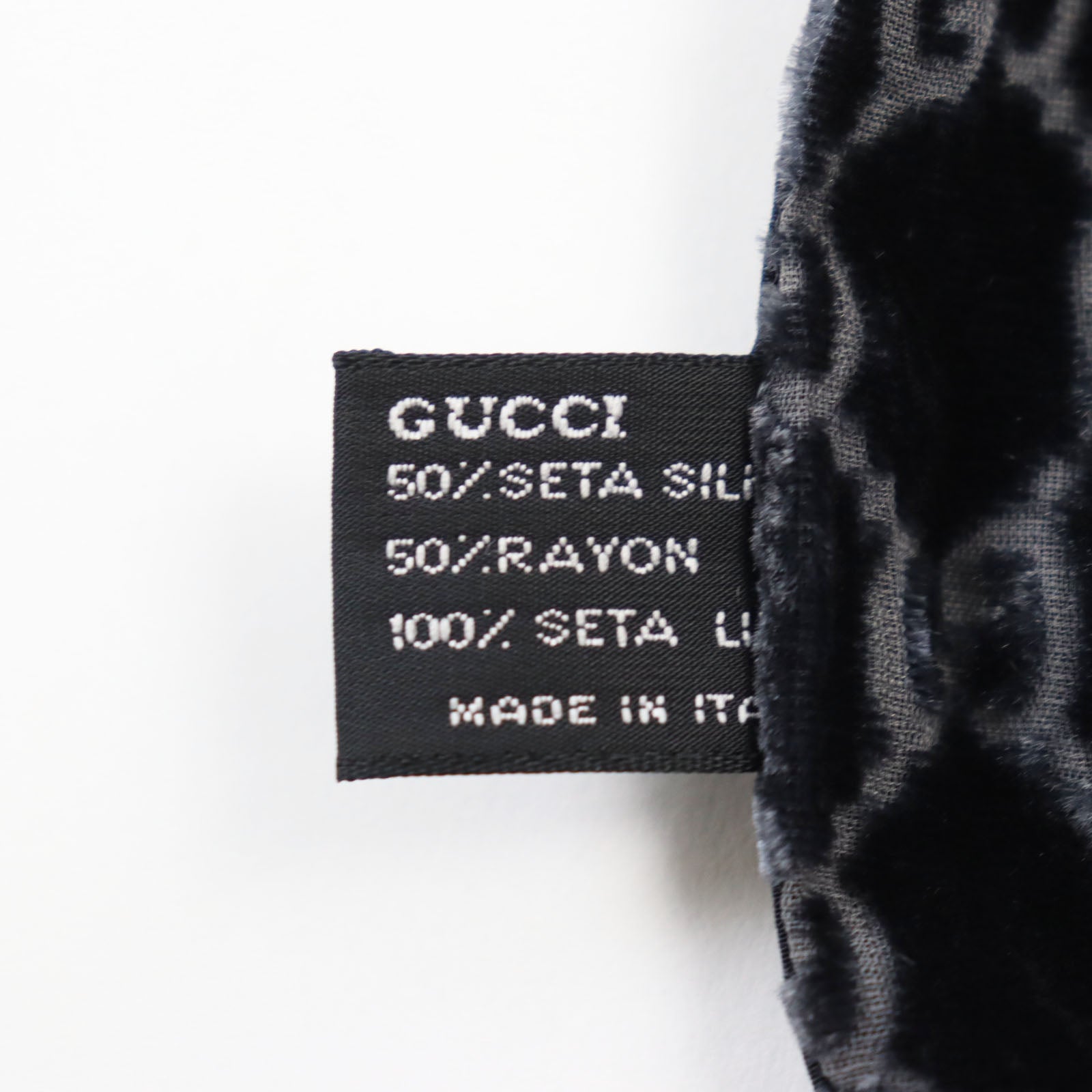 GUCCI Silk Rayon GG Print Scarf Black Grey