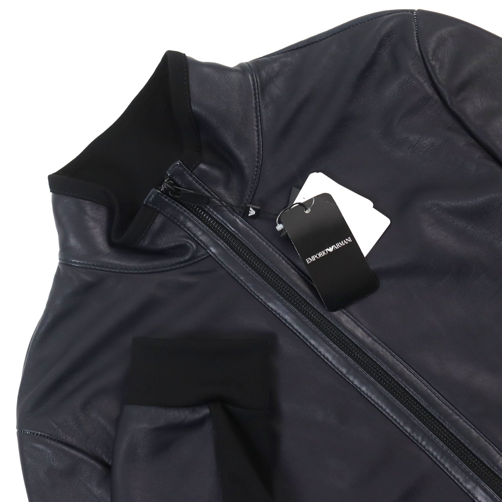 Armani Lamb Leather Bicolor Zip Jacket Blouson