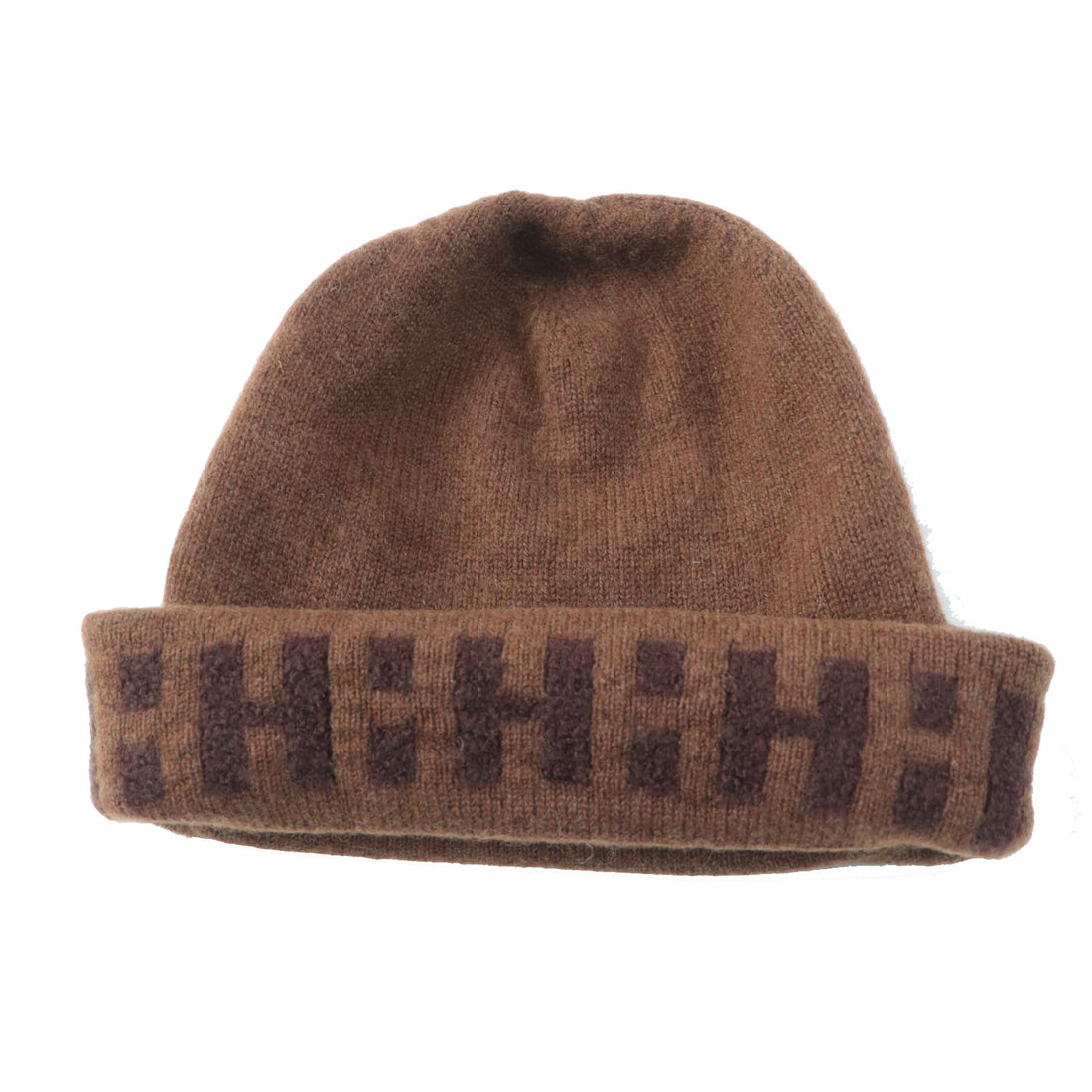 HERMES Cashmere Nylon H Pattern Knit Hat