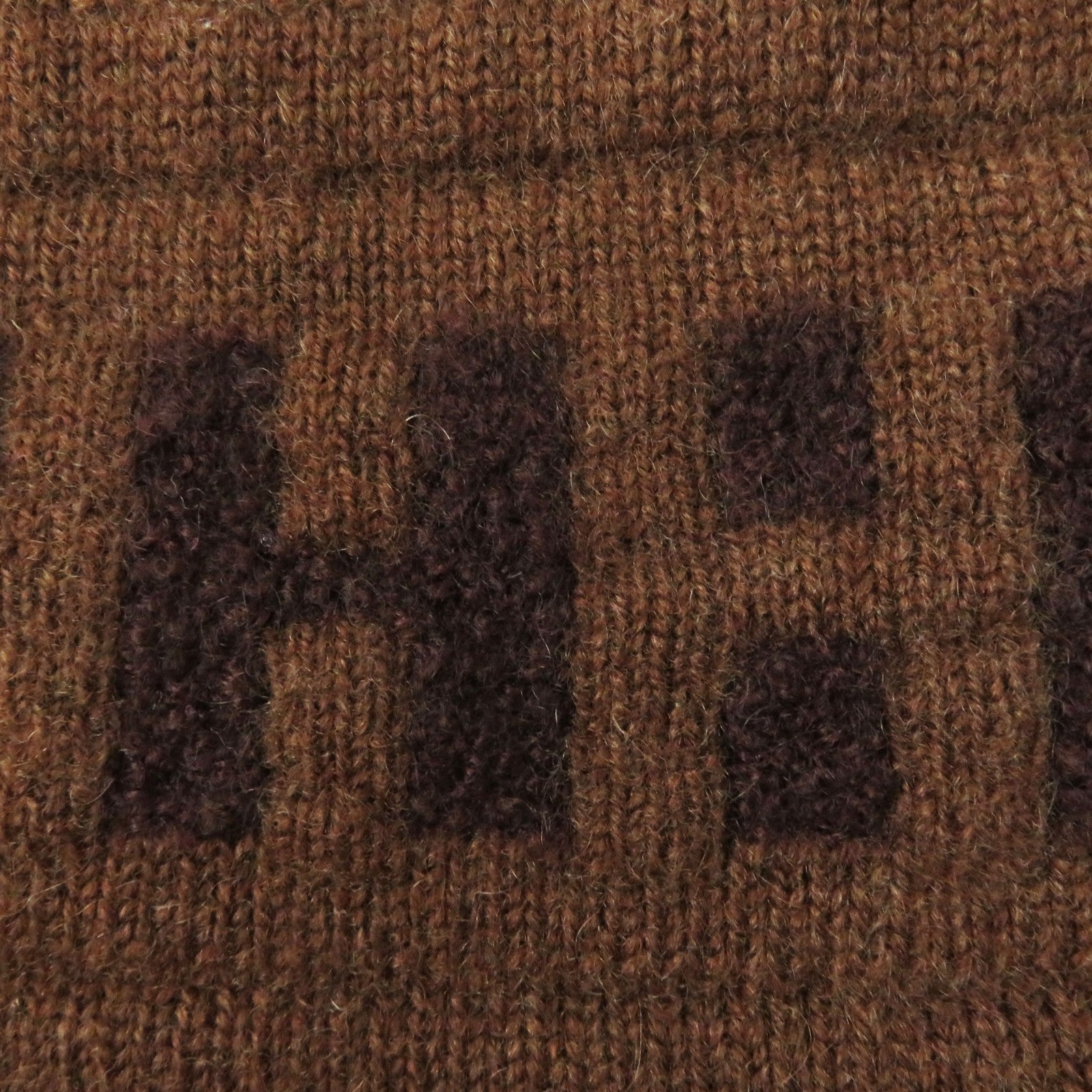 HERMES Cashmere Nylon H Pattern Knit Hat Brown