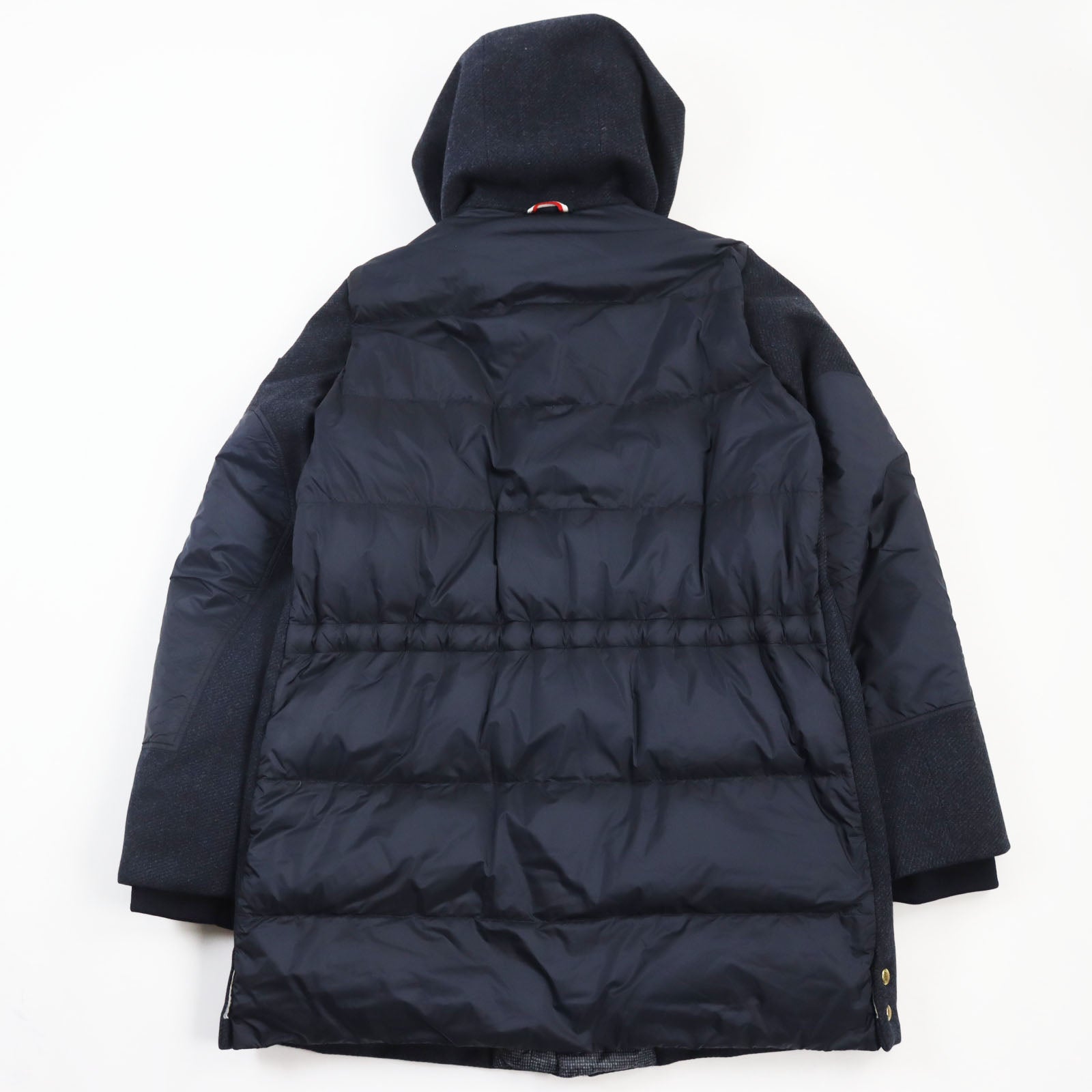 Moncler Wool Nylon Hooded Down Coat Blue