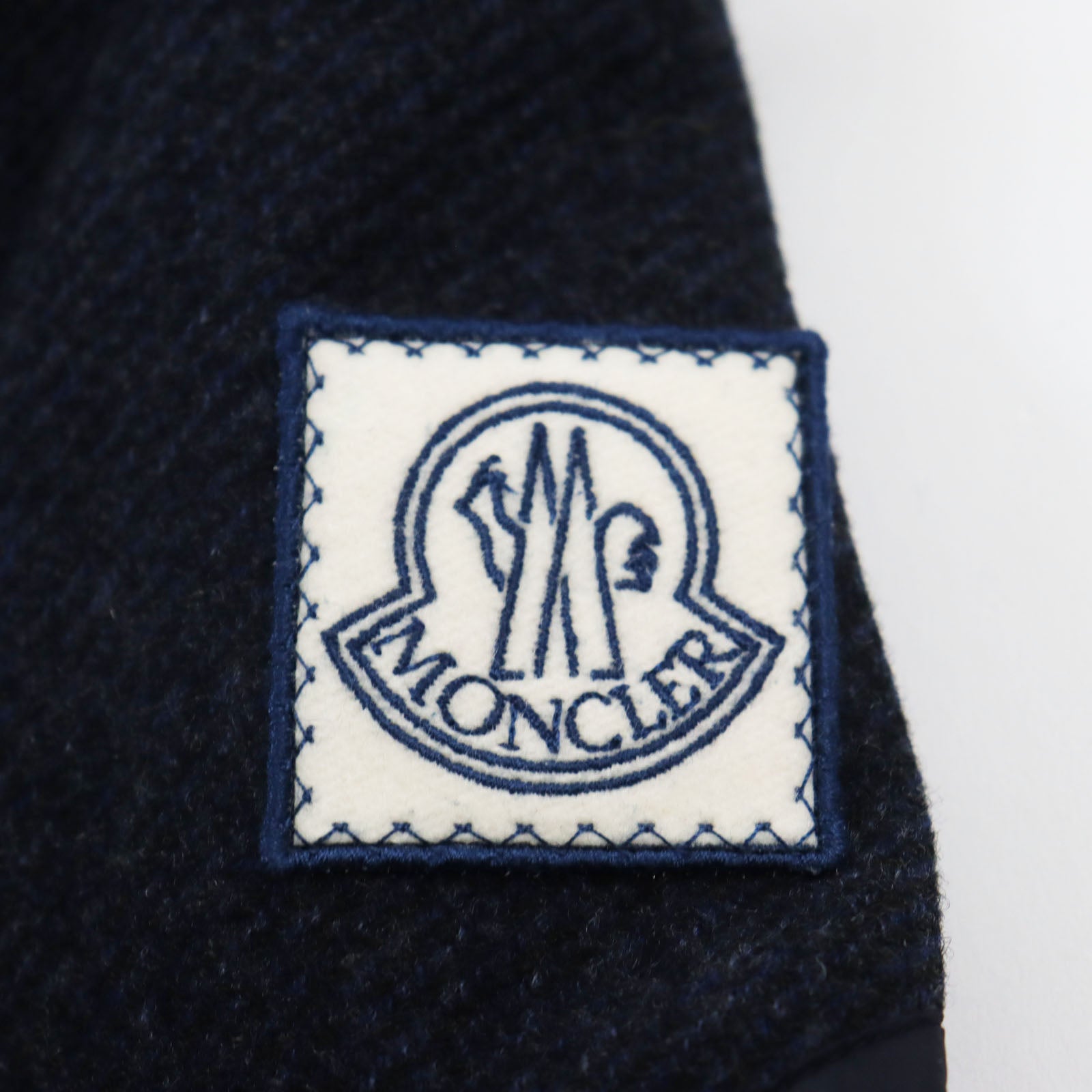 Moncler Wool Nylon Hooded Down Coat Blue