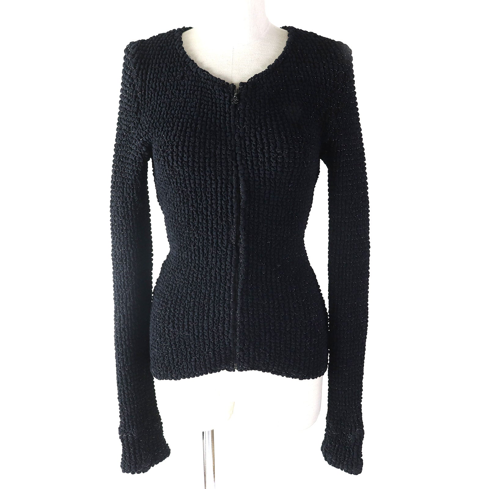 Chanel COCO Mark Glitter Cardigan Black 34