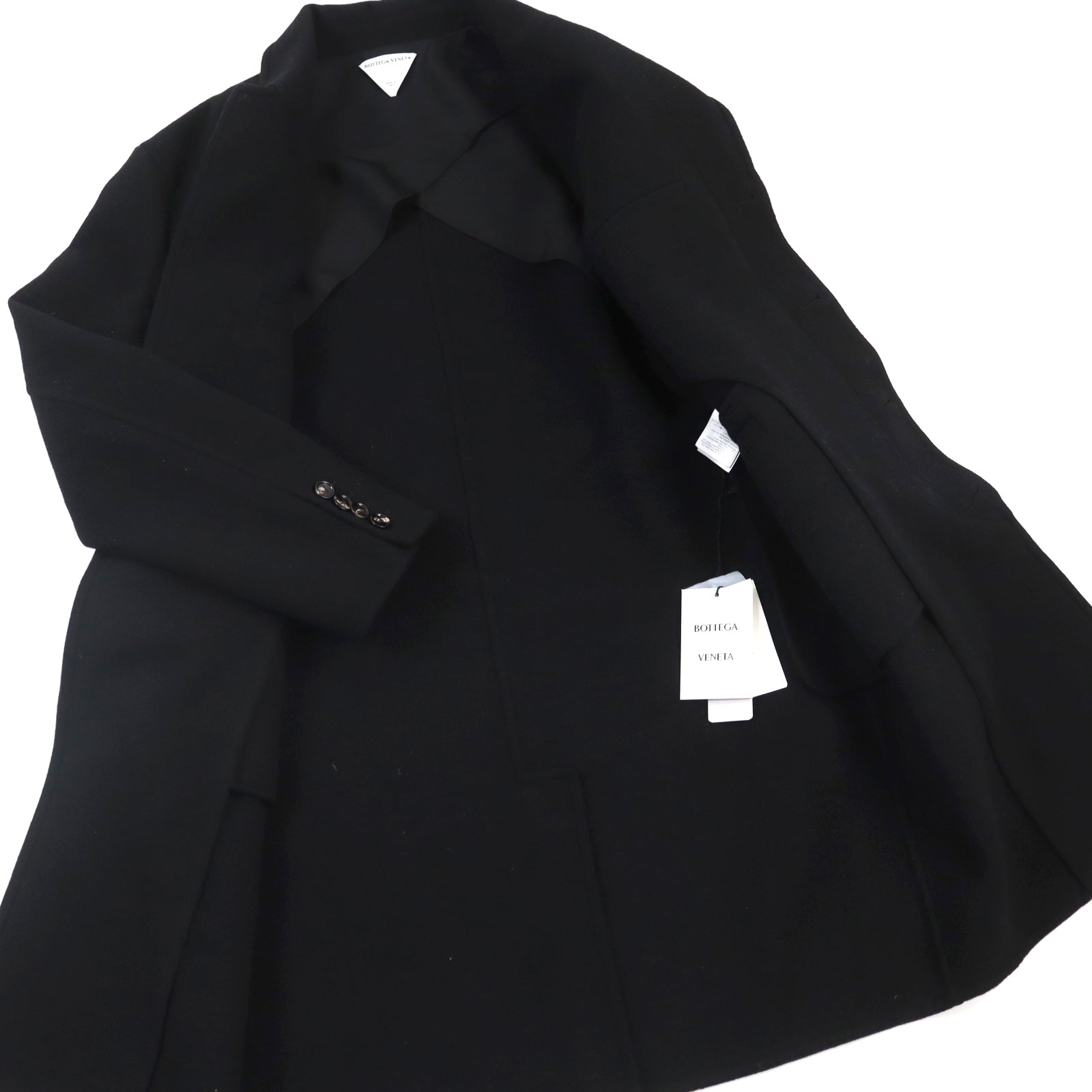 Bottega Veneta Cashmere Rayon Long Coat with Logo Buttons