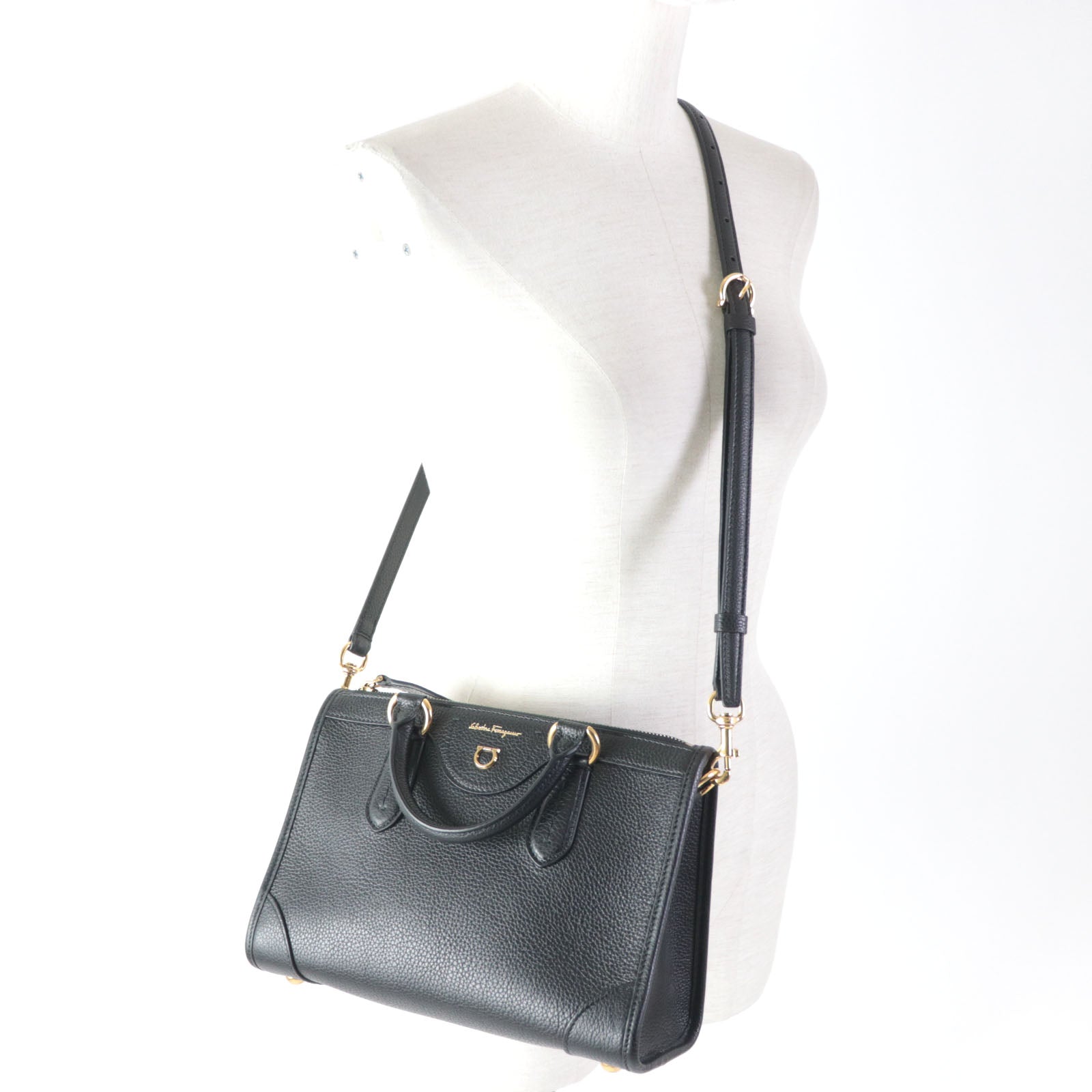 Salvatore Ferragamo Gancini Leather Shoulder Bag