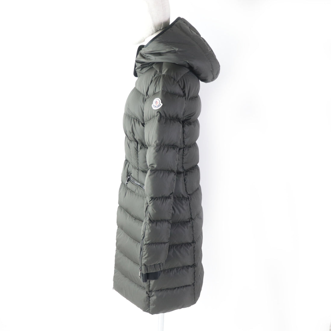 Moncler BETULONG Nylon Hooded Down Coat Khaki Women