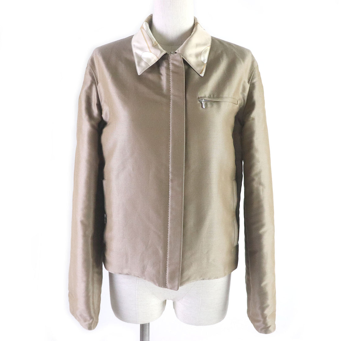 Hermes Silk Reversible Blouson Beige SM