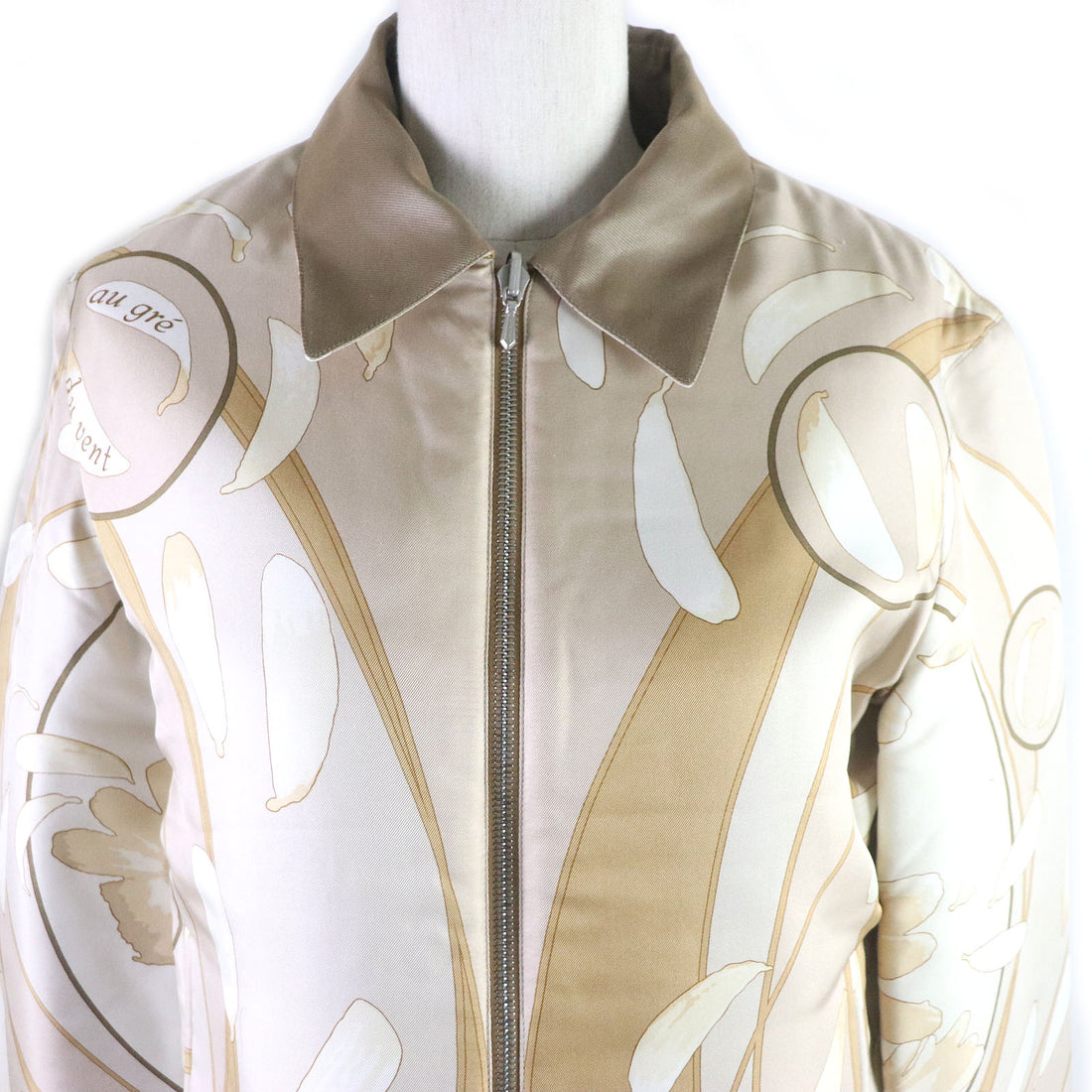 Hermes Silk Reversible Blouson Beige SM