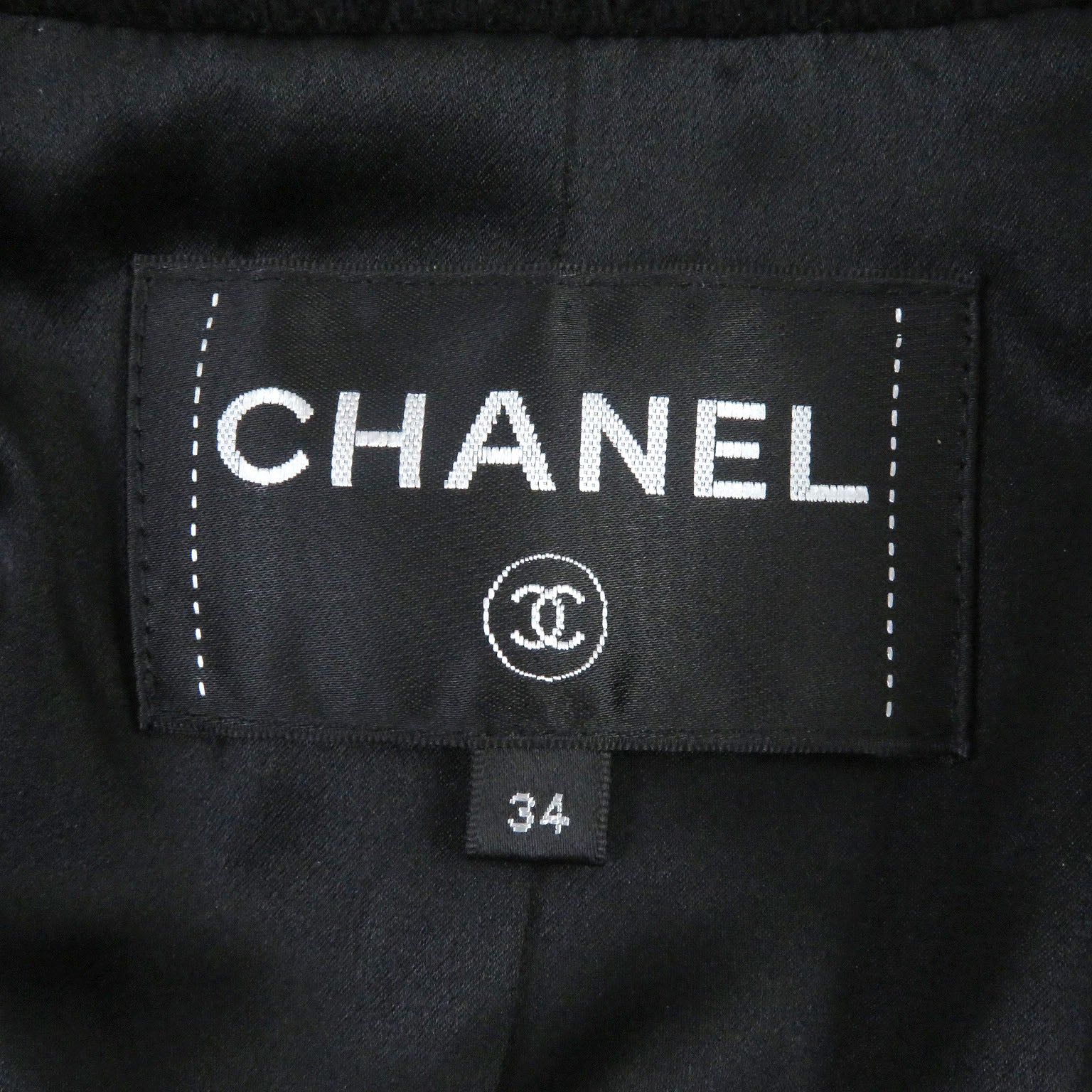 Chanel Wool Nylon Emblem Logo Chester Coat Black 34