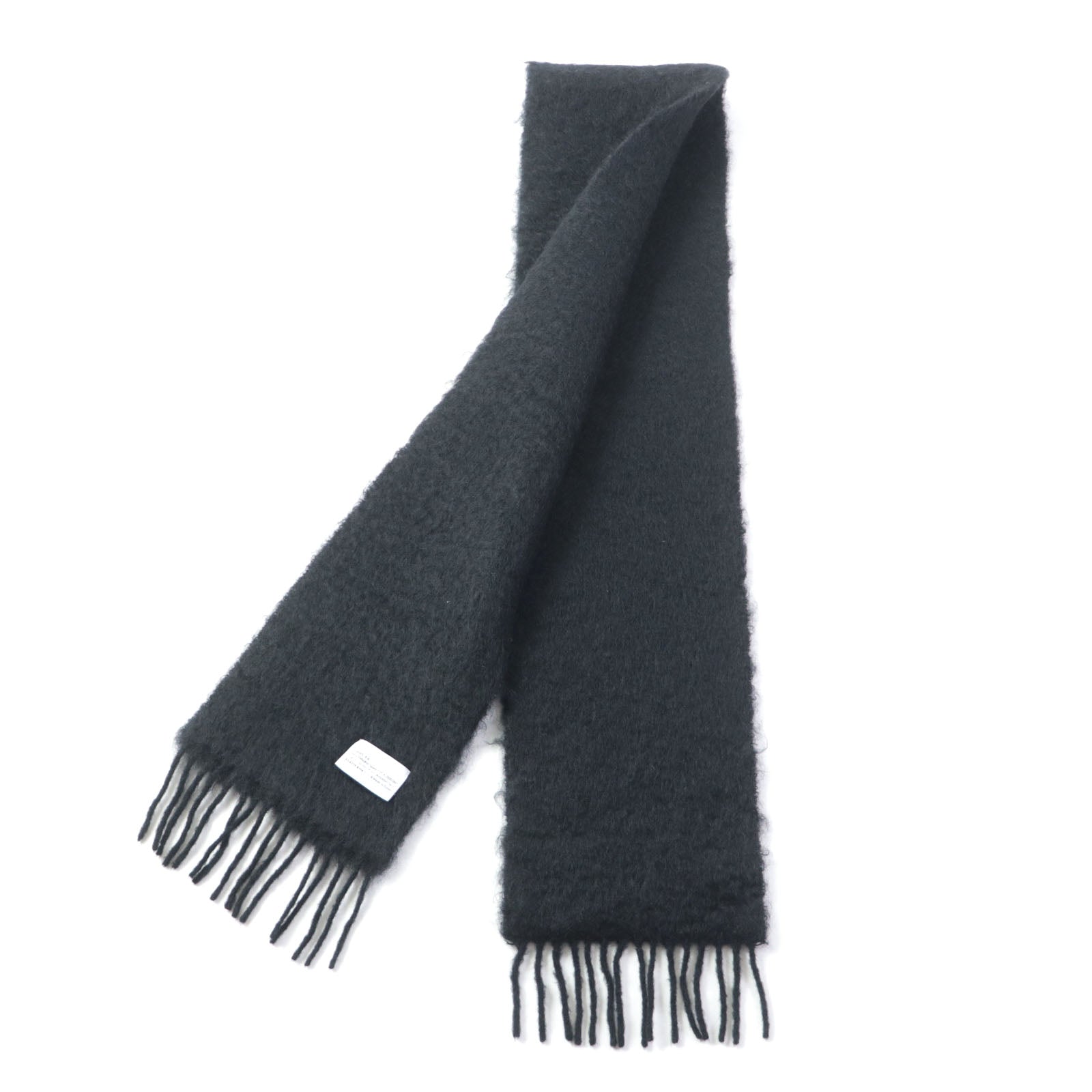 Loewe Mohair Wool Long Fringe Scarf Black